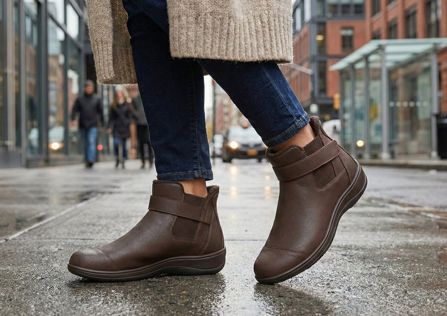 Orthofeet Blaire Hands-Free Women's Boots - Chocolate - Product View - 7