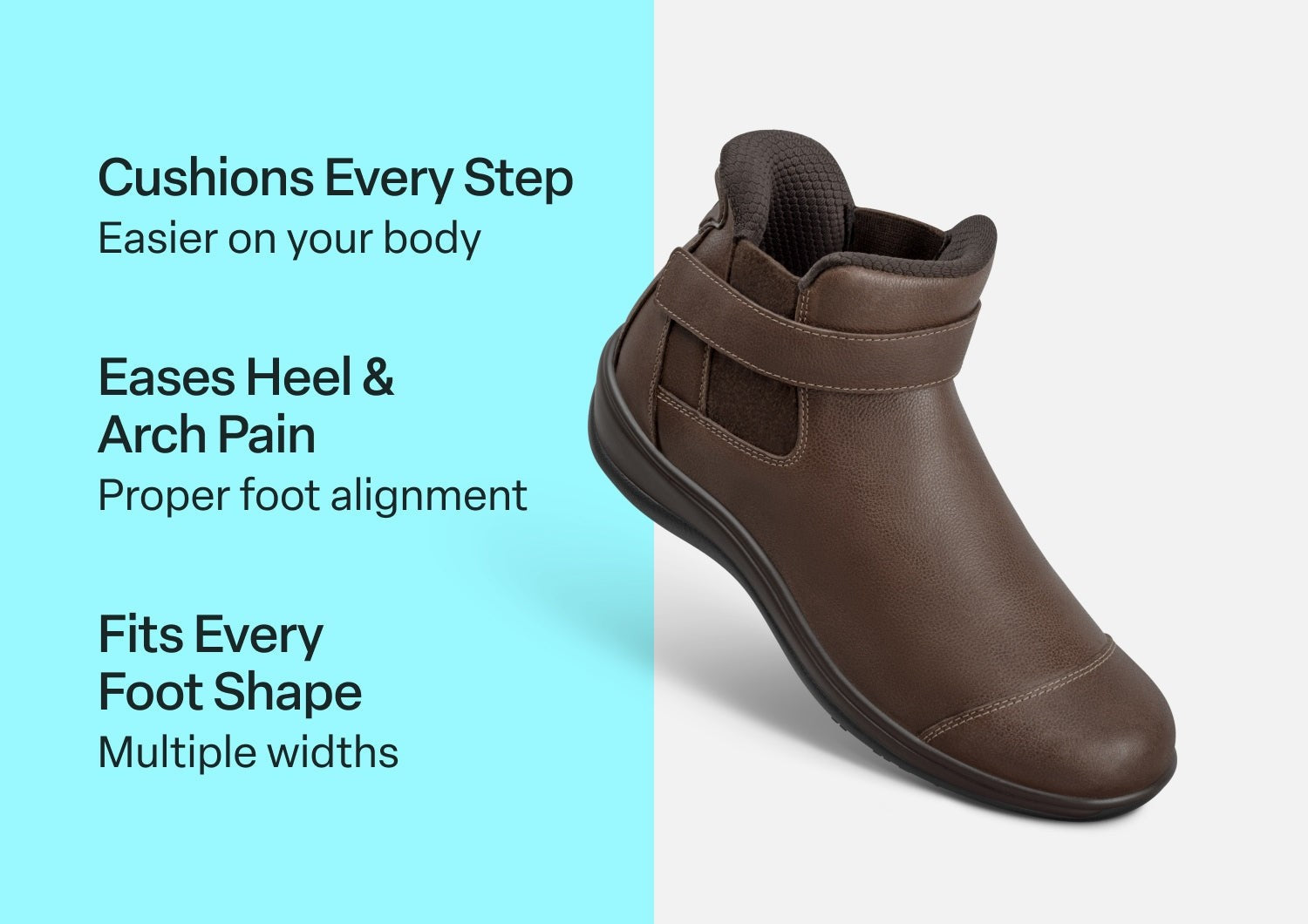 Orthofeet Blaire Hands-Free Women's Boots - Chocolate - Comfort Benefits - 2