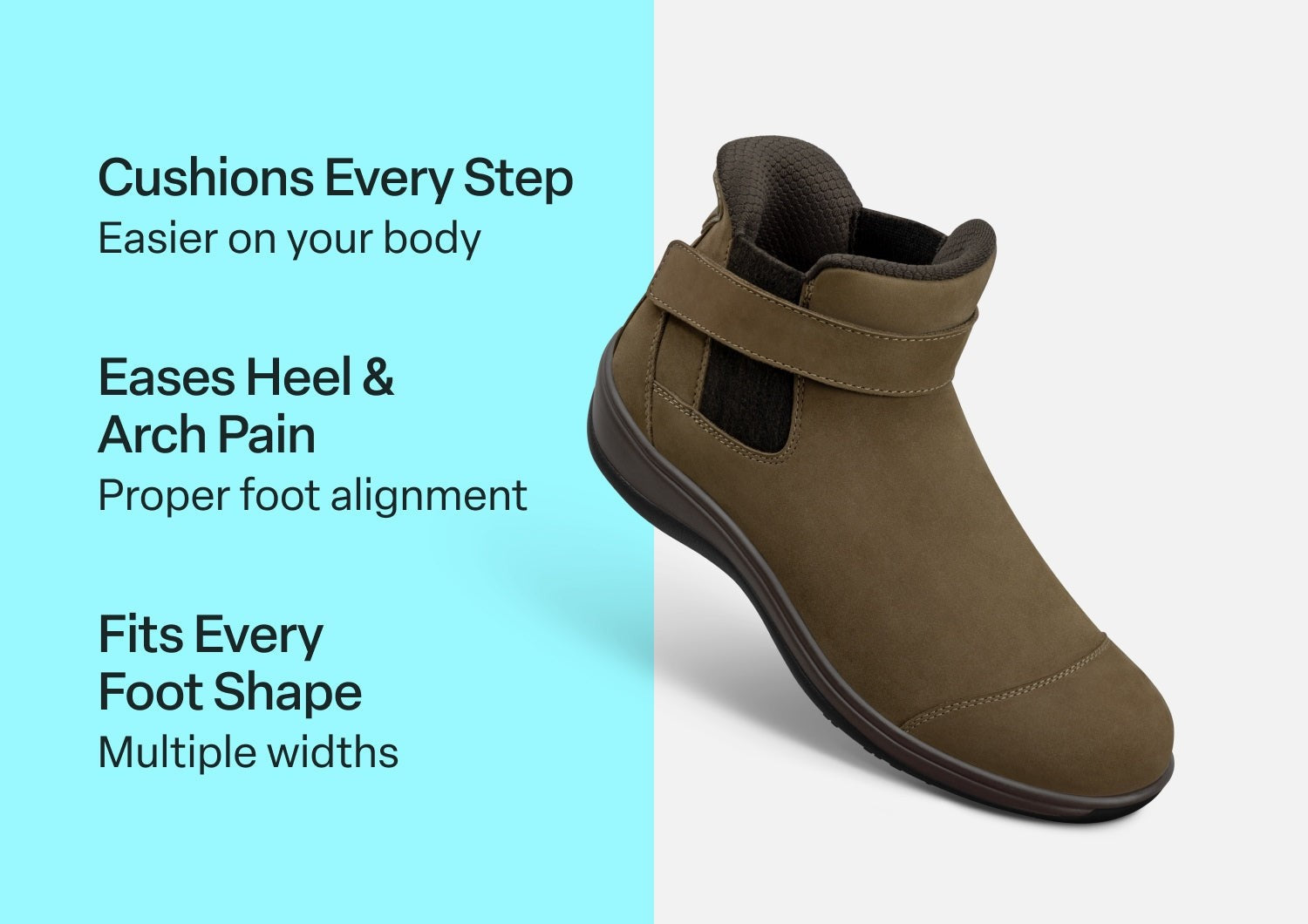 Orthofeet Blaire Hands-Free Women's Boots - Mushroom - Comfort Benefits - 2