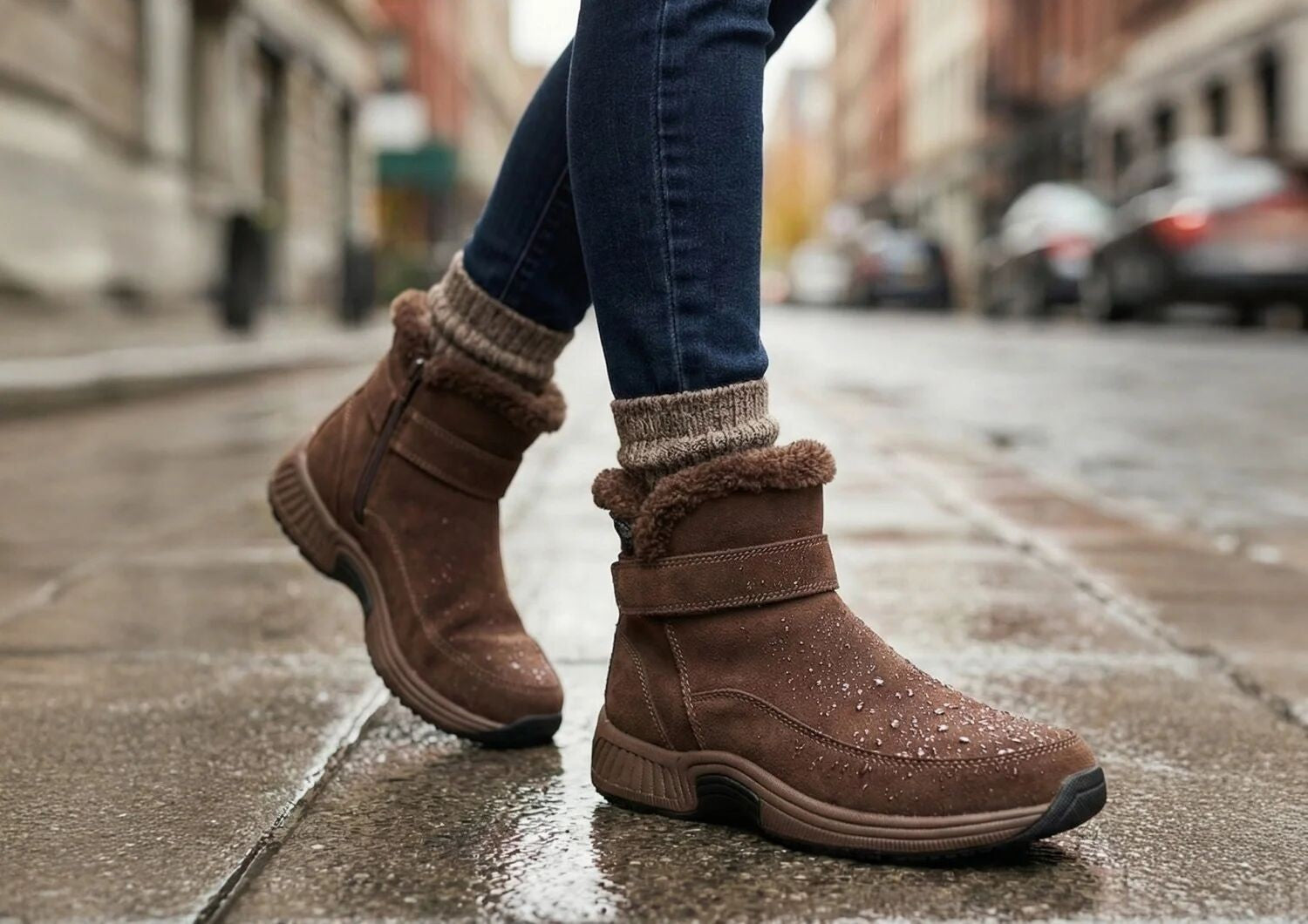 Orthofeet Bliss Hands-Free Ortho-Cushion Comfort Women's Boots - Brown - Lifestyle View - 7