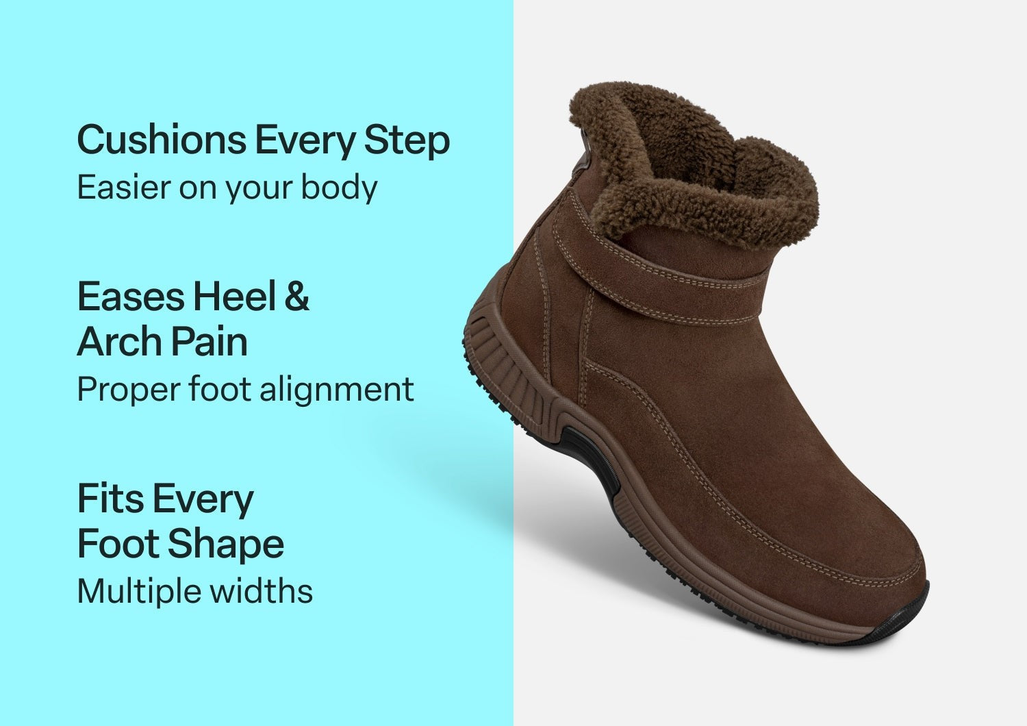 Orthofeet Bliss Hands-Free Ortho-Cushion Comfort Women's Boots - Brown - Comfort Benefits - 2