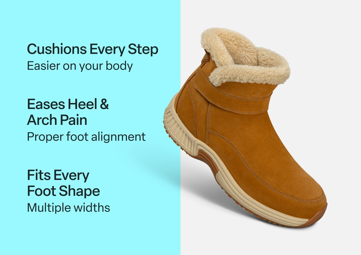 Orthofeet Bliss Hands-Free Ortho-Cushion Comfort Women's Boots - Camel - Comfort Benefits - 2