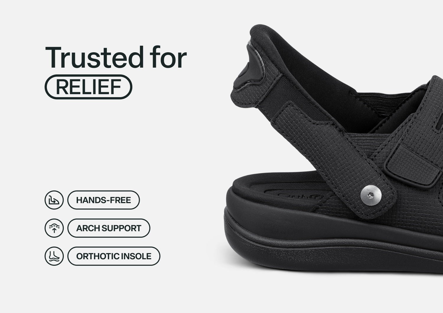 Orthofeet Calypso Hands-Free Supportive Sandal - Black - Feature Detail - 3