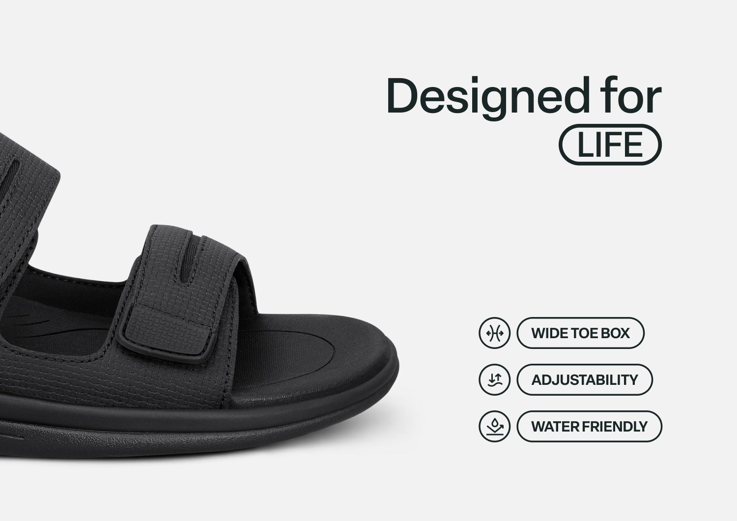 Orthofeet Calypso Hands-Free Supportive Sandal - Black - Feature Detail - 4