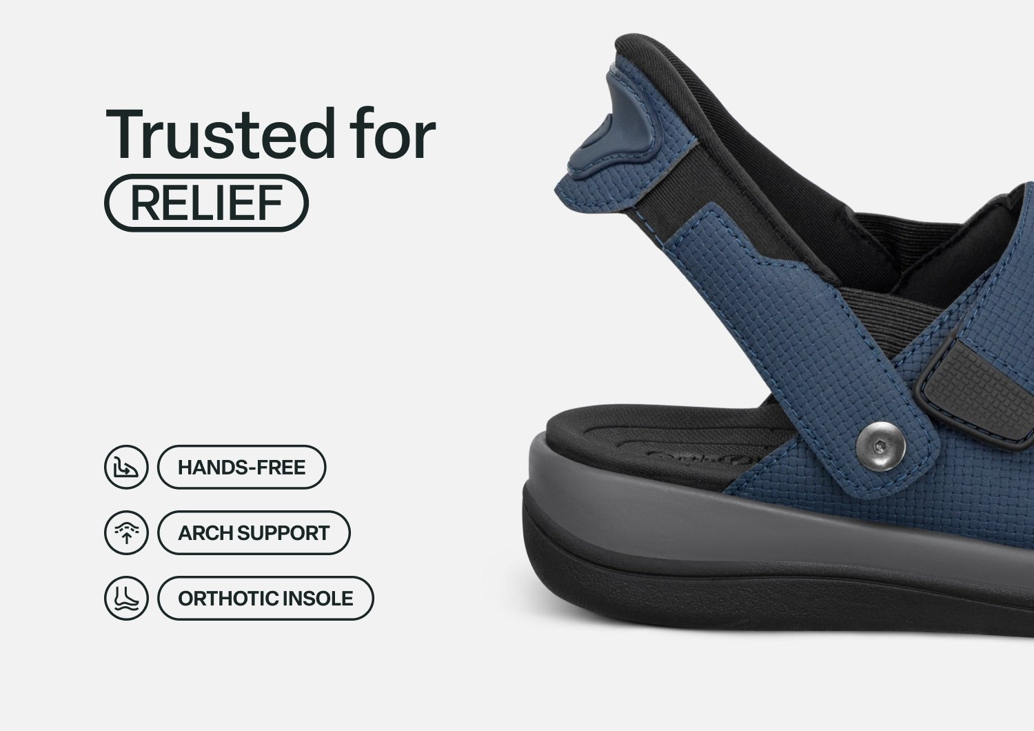 Orthofeet Calypso Hands-Free Supportive Sandal - Blue/black - Feature Detail - 3
