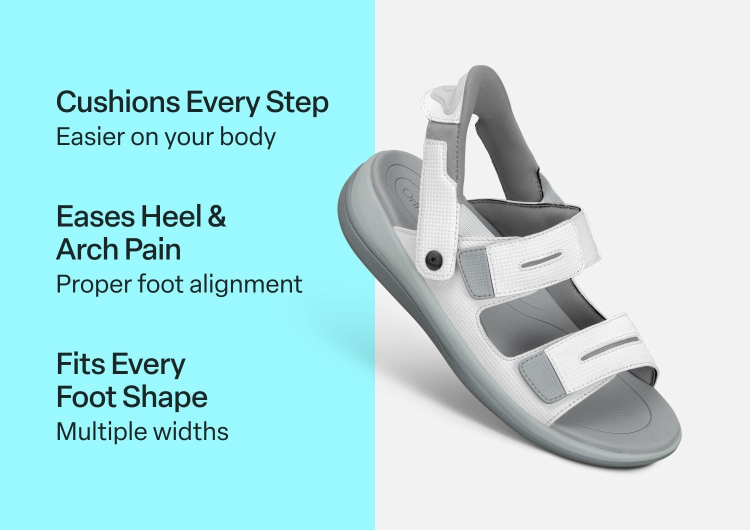 Orthofeet Calypso Hands-Free Supportive Sandal - White - Comfort Benefits - 2