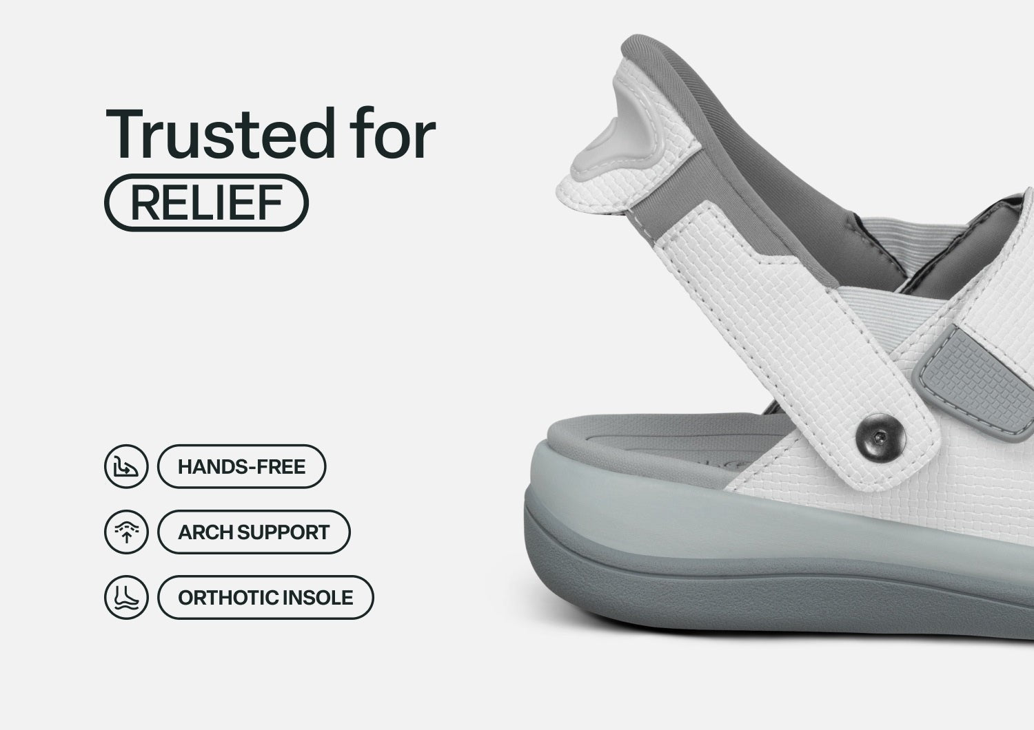 Orthofeet Calypso Hands-Free Supportive Sandal - White - Feature Detail - 3
