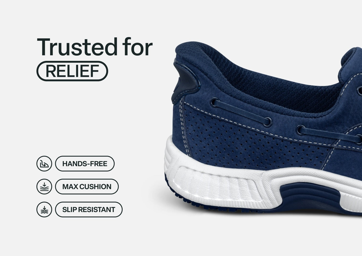 Orthofeet Captain Hands-Free Cushioned Support Women's Boat Shoe - Navy - Feature Detail - 3