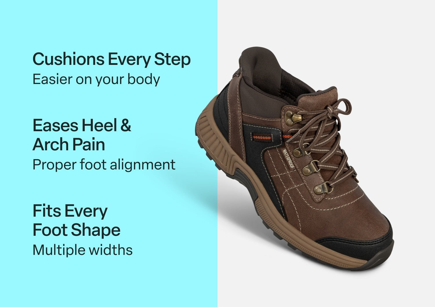 Orthofeet Carmel Hands-Free Waterproof Supportive Slip-On Women's Boots - Brown - Comfort Benefits - 2