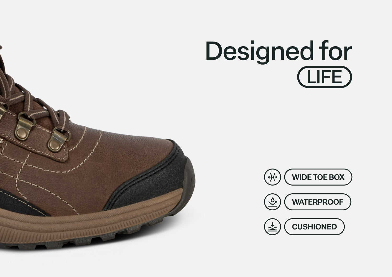 Orthofeet Carmel Hands-Free Waterproof Supportive Slip-On Women's Boots - Brown - Feature Detail - 4
