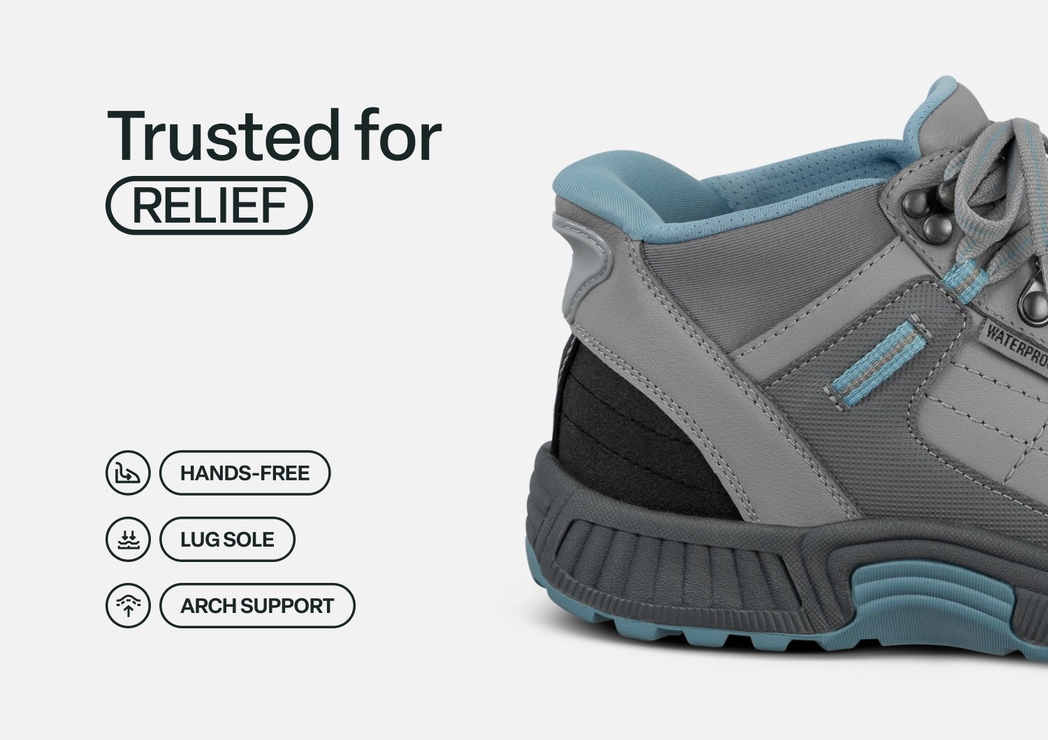 Orthofeet Carmel Hands-Free Waterproof Supportive Slip-On Women's Boots - Gray - Feature Detail - 3