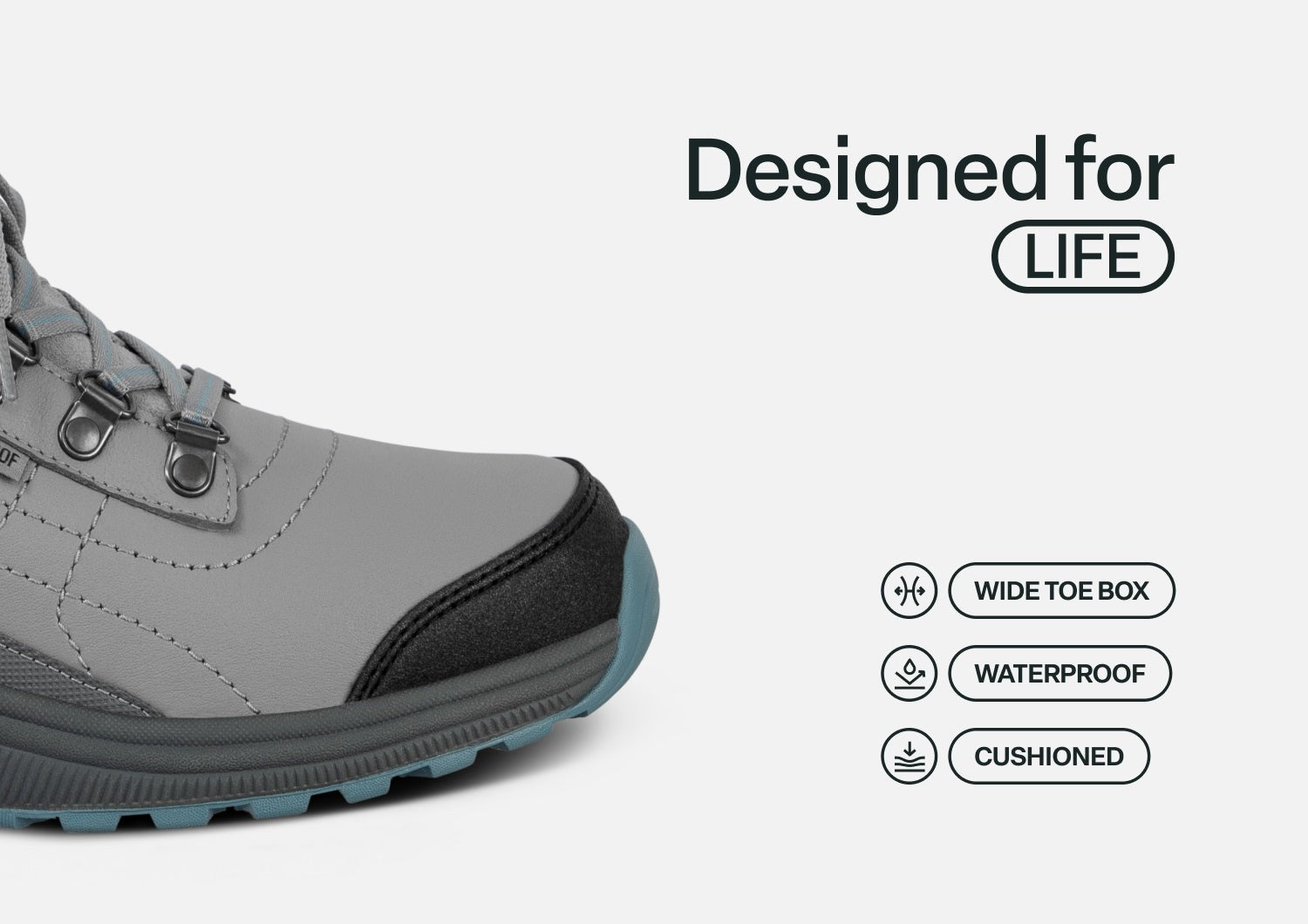 Orthofeet Carmel Hands-Free Waterproof Supportive Slip-On Women's Boots - Gray - Feature Detail - 4