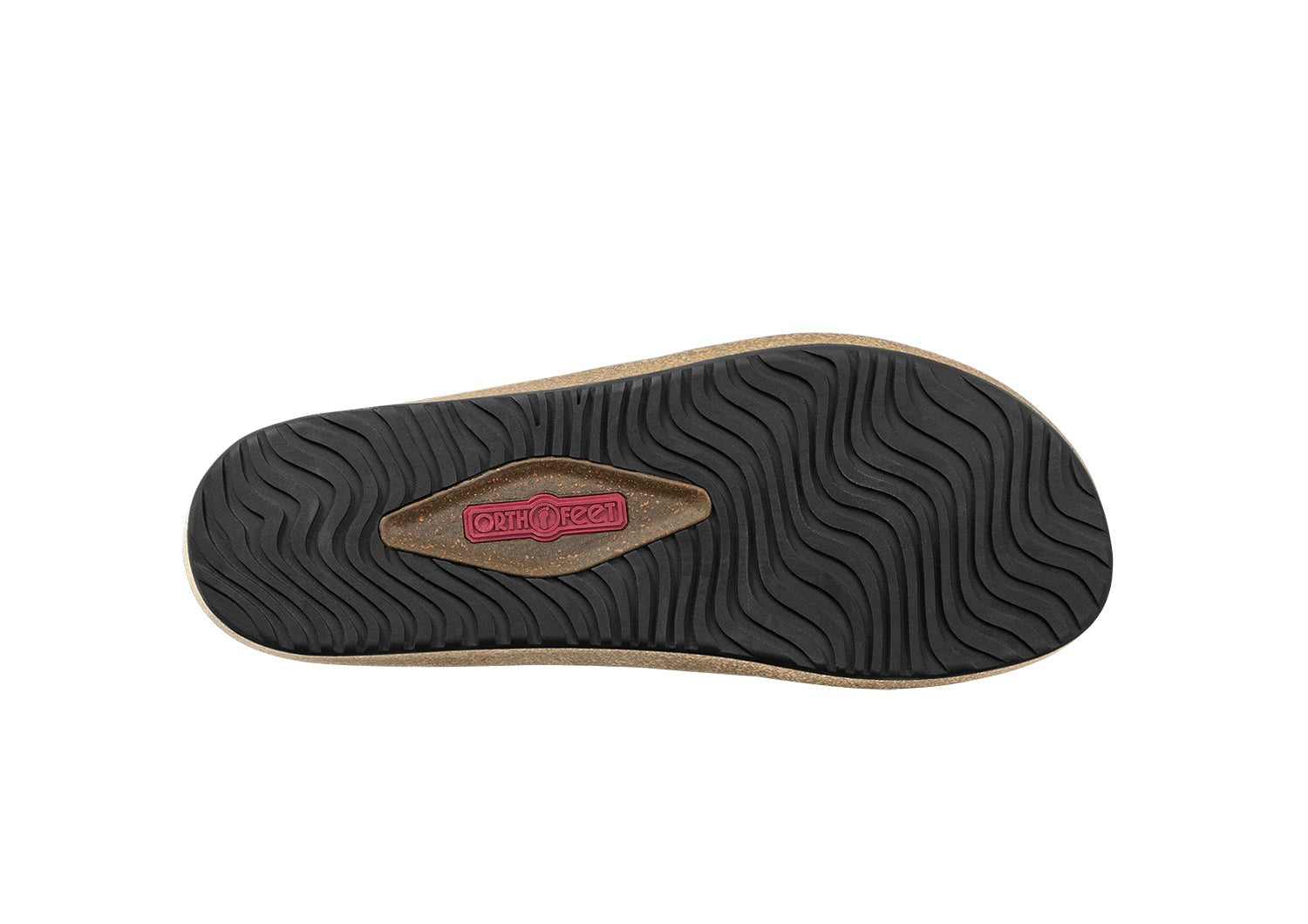 Orthofeet Carrie Adjustable Cork Heel-Strap Women's Sandals - Black - Sole View - 7