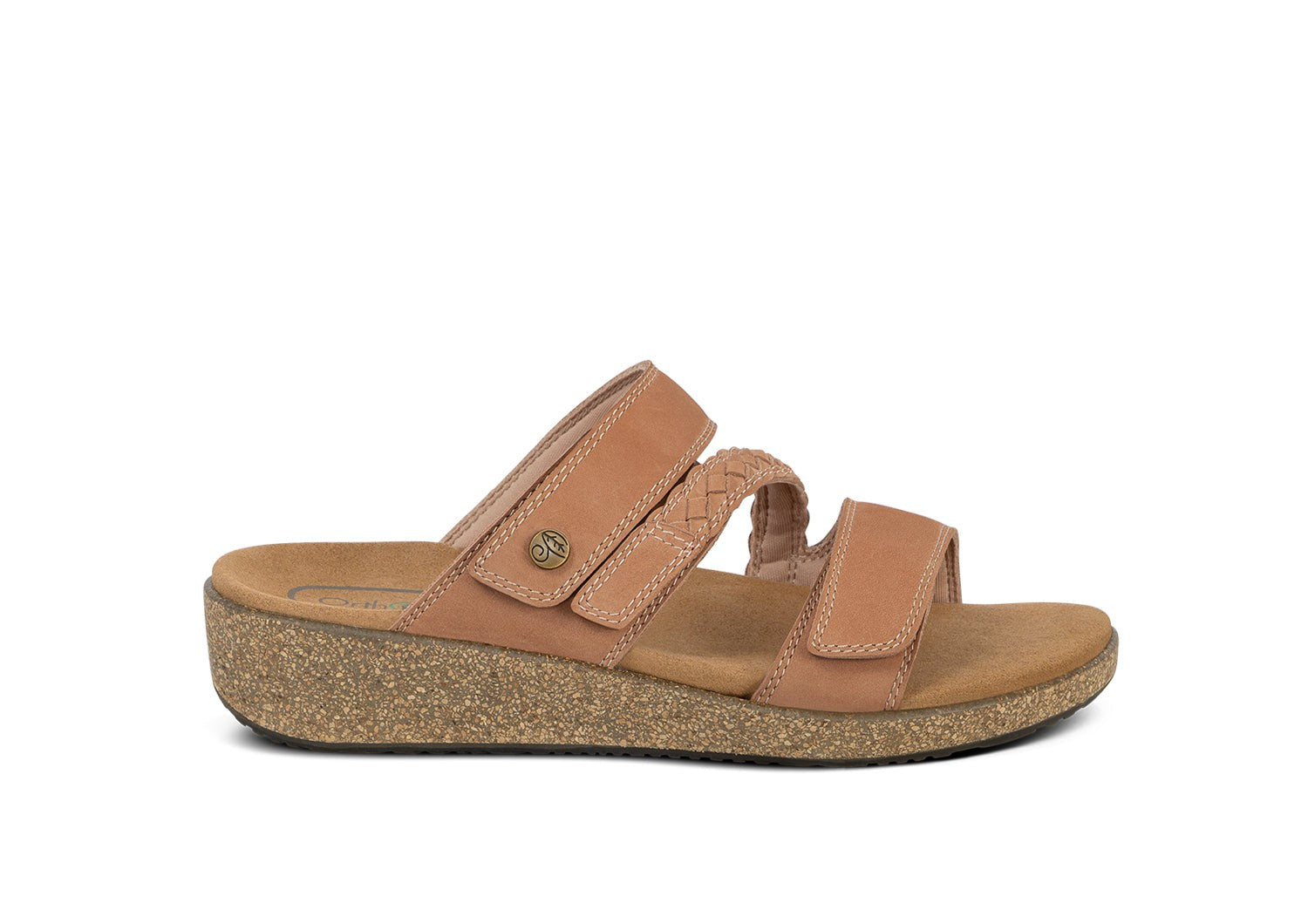 Orthofeet Carrie Adjustable Cork Heel-Strap Women's Sandals in Clay