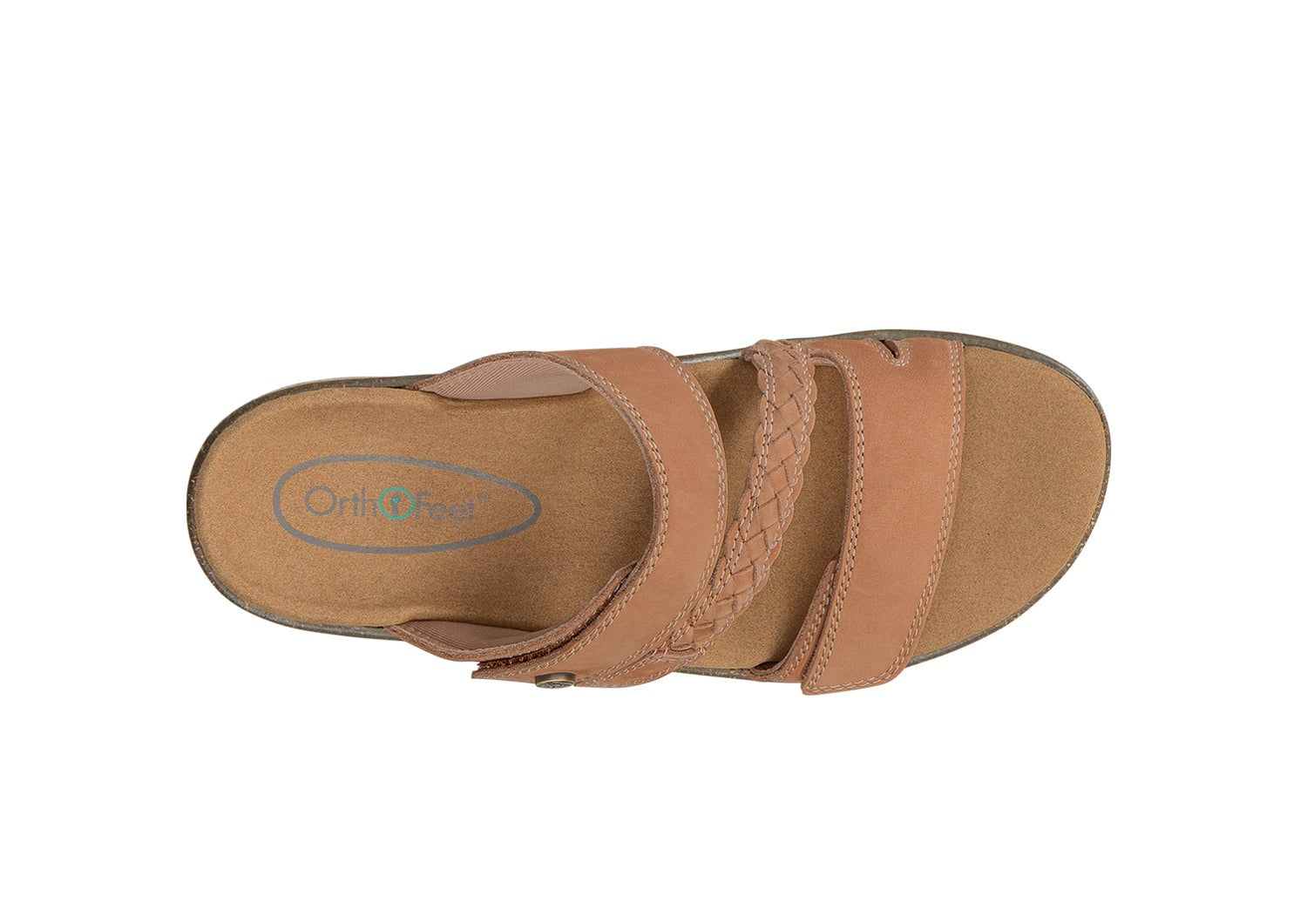 Orthofeet Carrie Adjustable Cork Heel-Strap Women's Sandals - Clay - Bird's Eye View - 6