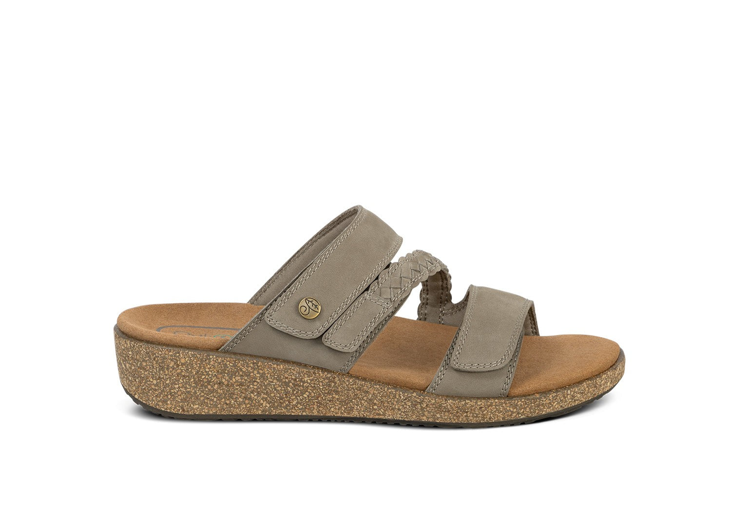 Orthofeet Carrie Adjustable Cork Heel-Strap Women's Sandals in Mocha
