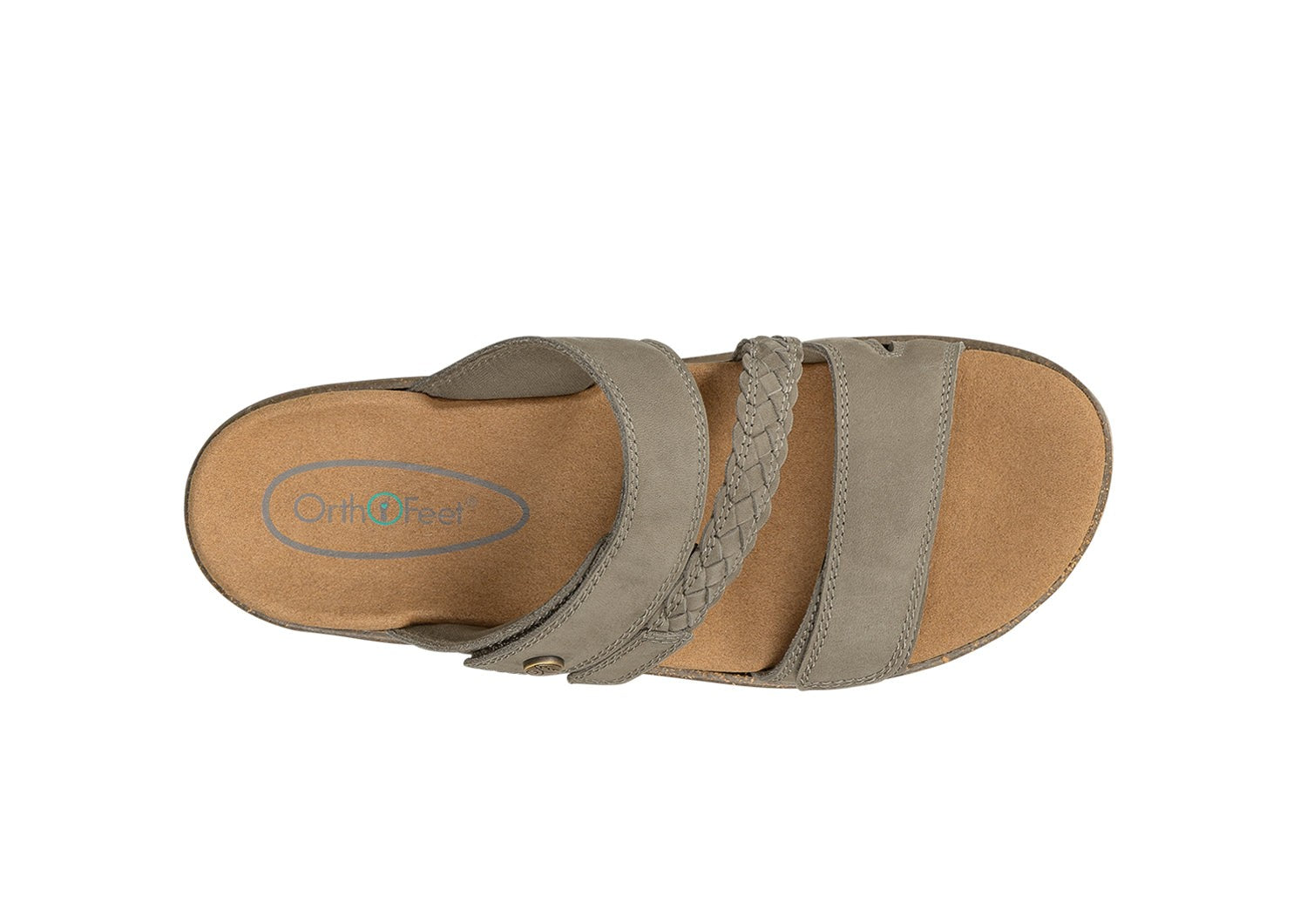 Orthofeet Carrie Adjustable Cork Heel-Strap Women's Sandals - Mocha - Bird's Eye View - 6