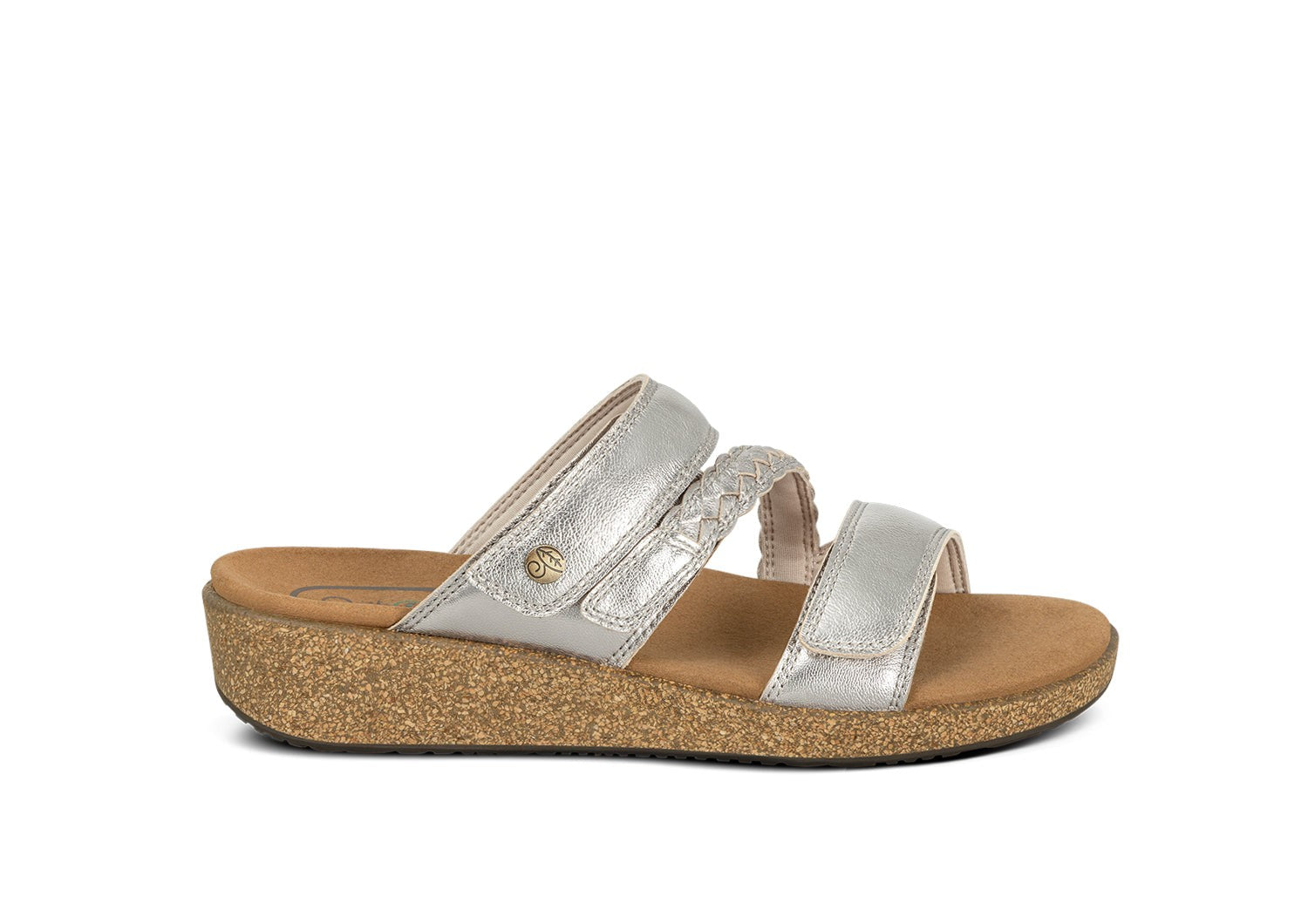 Orthofeet Carrie Adjustable Cork Heel-Strap Women's Sandals - Platinum - Product View - 1