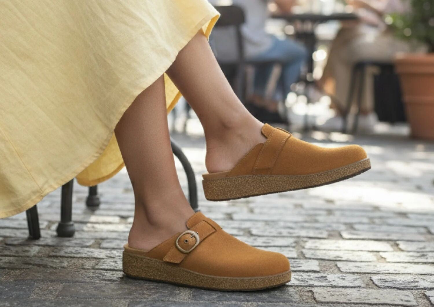 Orthofeet Casey Cushioned Support Women's Casual Clog - Camel - Lifestyle View - 8