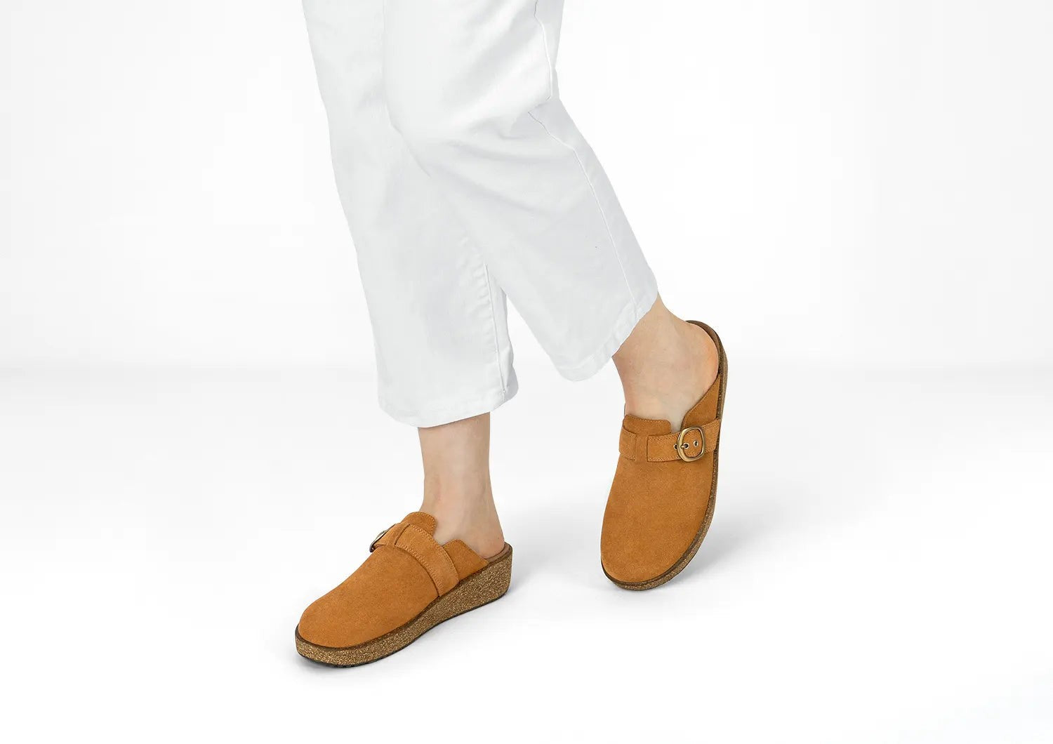 Orthofeet Casey Cushioned Support Women's Casual Clog - Camel - Lifestyle View - 2