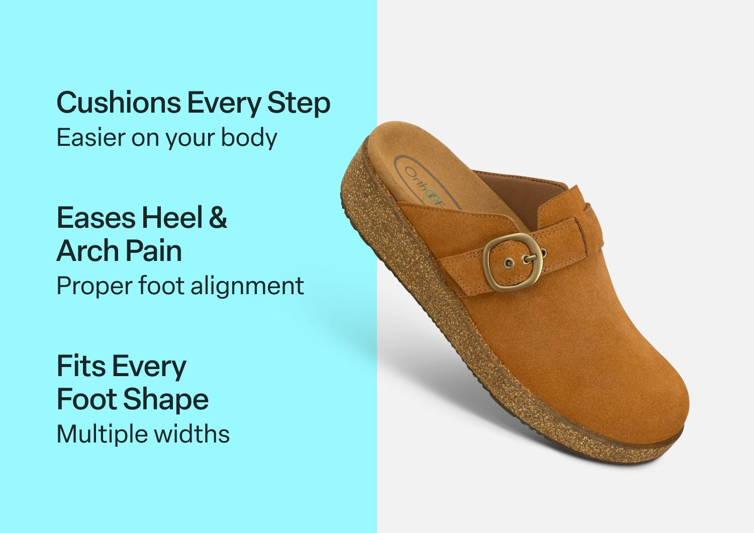 Orthofeet Casey Cushioned Support Women's Casual Clog - Camel - Comfort Benefits - 3