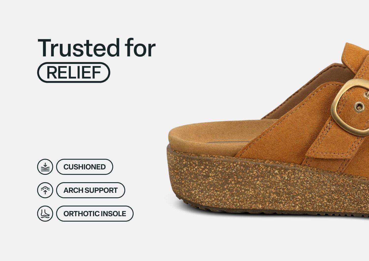 Orthofeet Casey Cushioned Support Women's Casual Clog - Camel - Feature Detail - 4