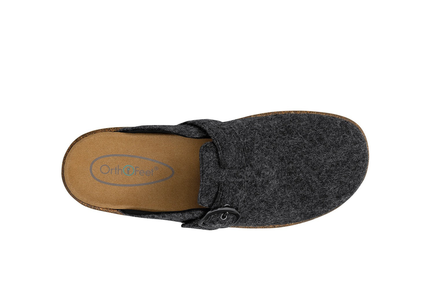Orthofeet Casey Cushioned Support Women's Casual Clog - Charcoal Wool - Bird's Eye View - 6