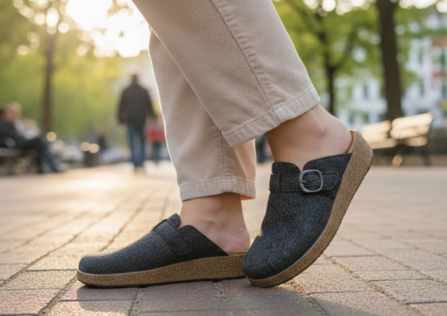 Orthofeet Casey Cushioned Support Women's Casual Clog - Charcoal Wool - Lifestyle View - 8
