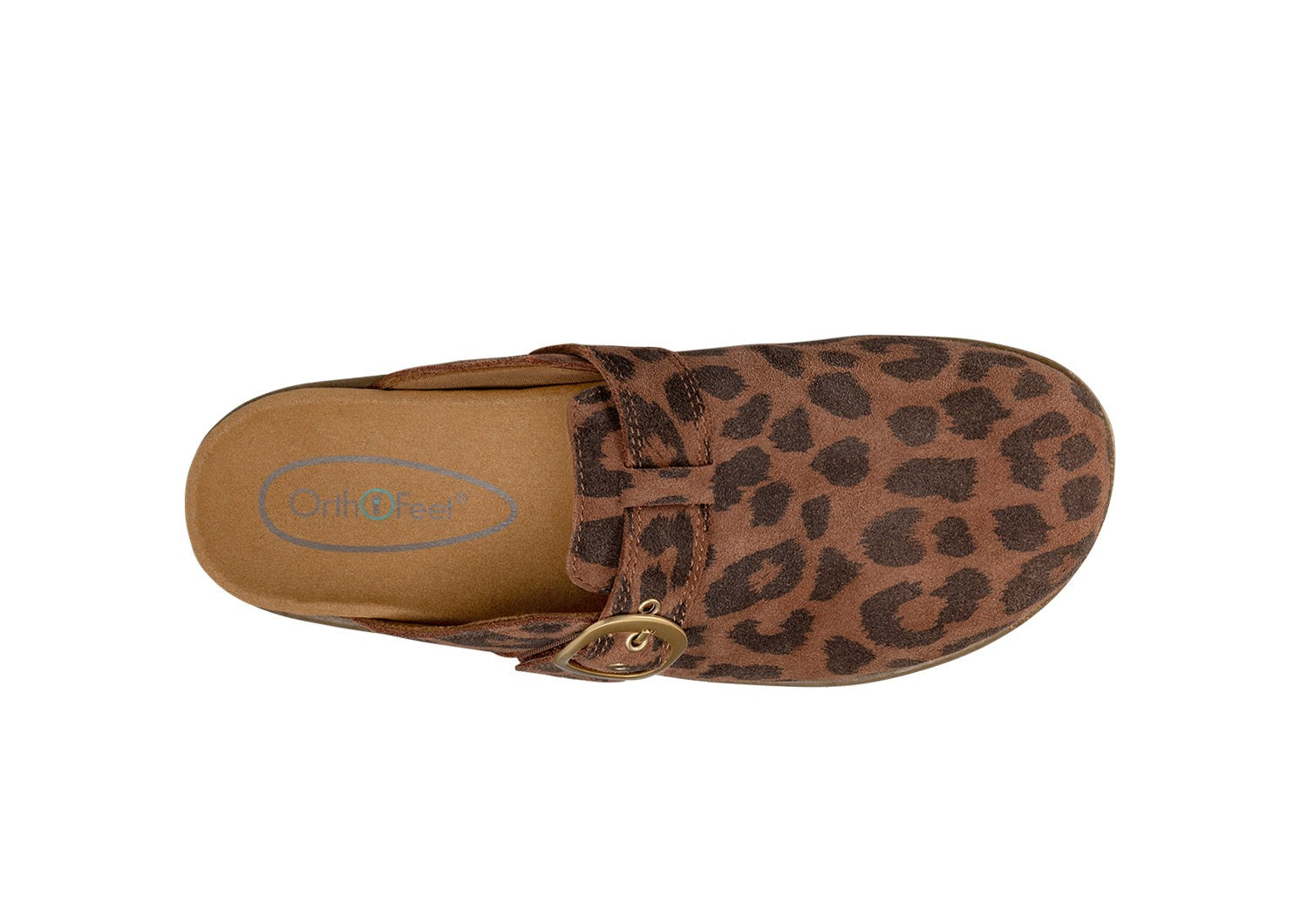 Orthofeet Casey Cushioned Support Women's Casual Clog - Leopard - Bird's Eye View - 6
