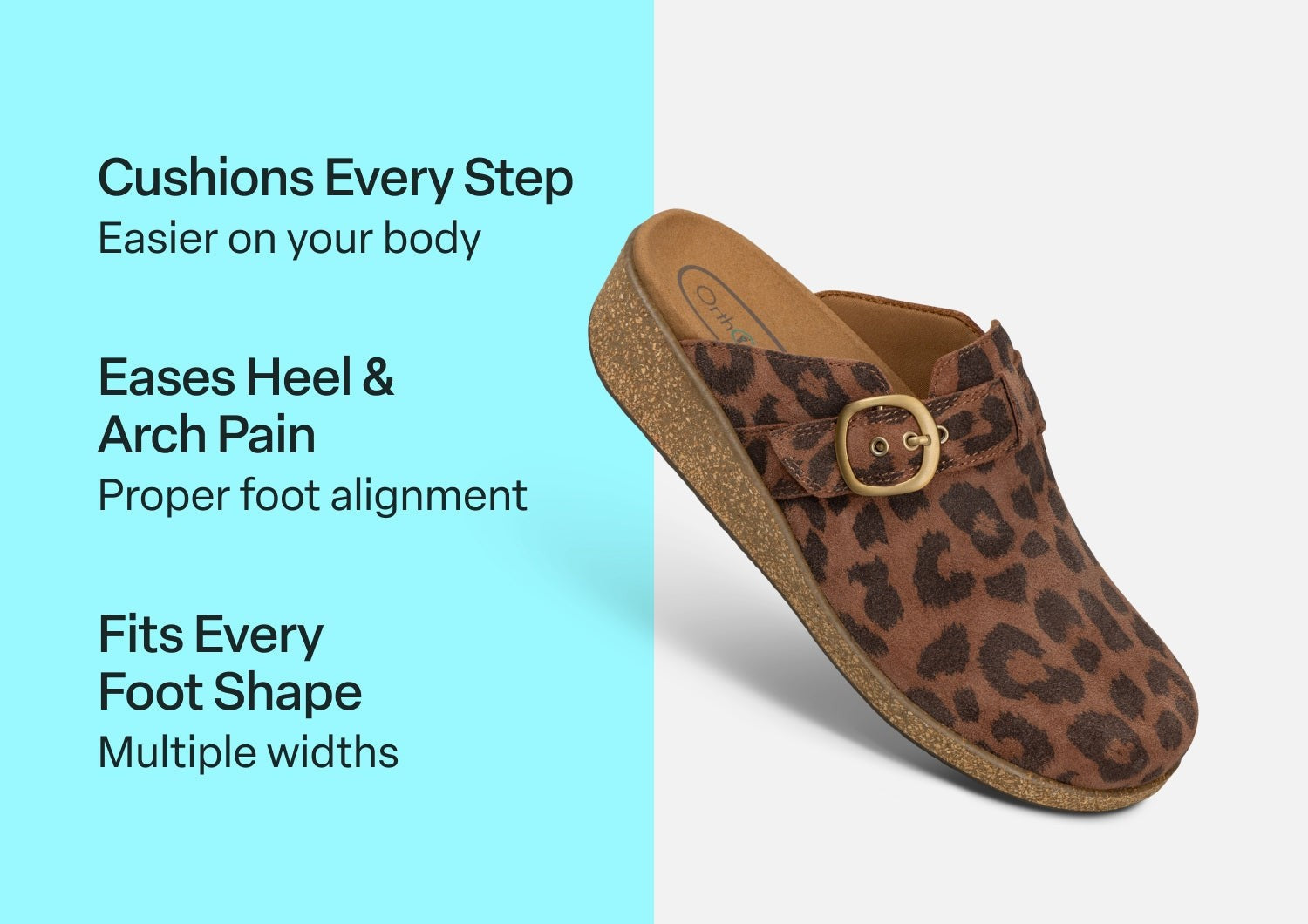 Orthofeet Casey Cushioned Support Women's Casual Clog - Leopard - Comfort Benefits - 3