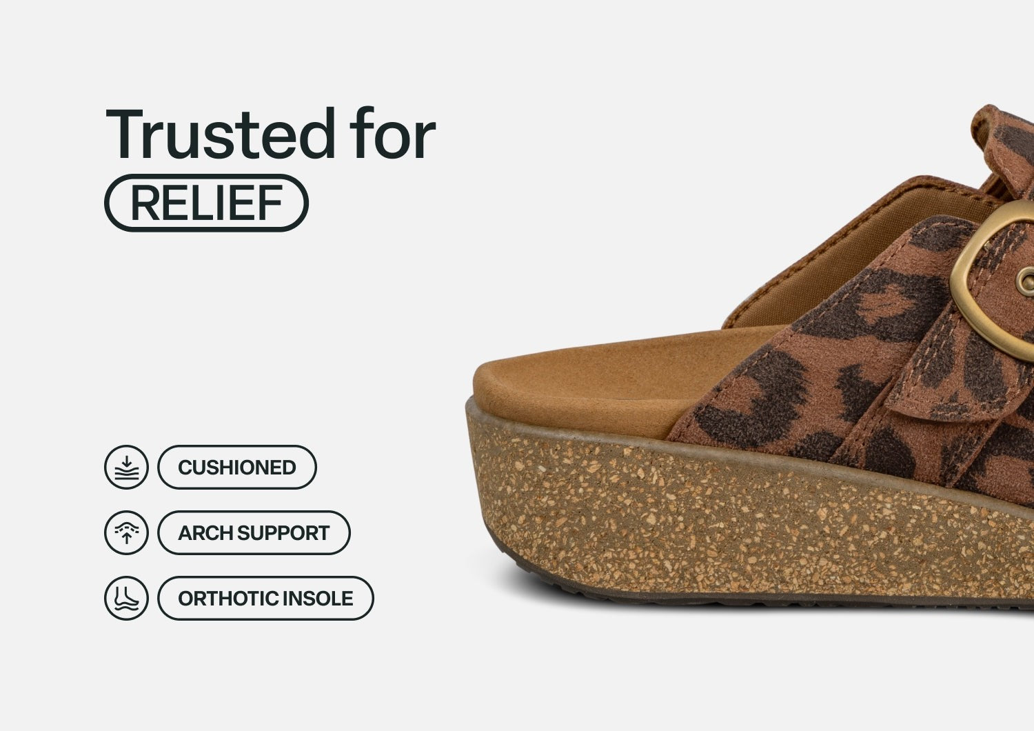 Orthofeet Casey Cushioned Support Women's Casual Clog - Leopard - Feature Detail - 4