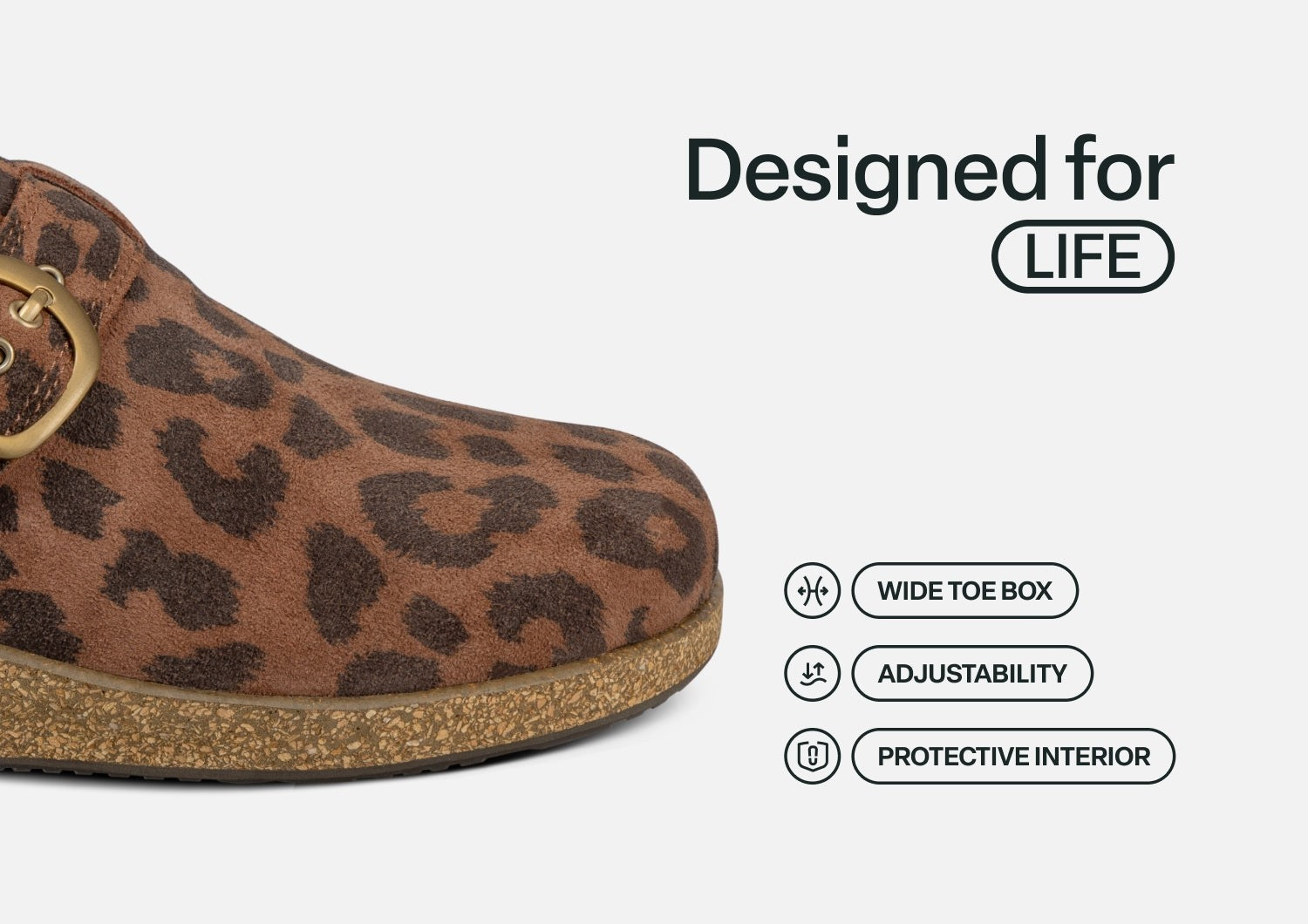 Orthofeet Casey Cushioned Support Women's Casual Clog - Leopard - Feature Detail - 5
