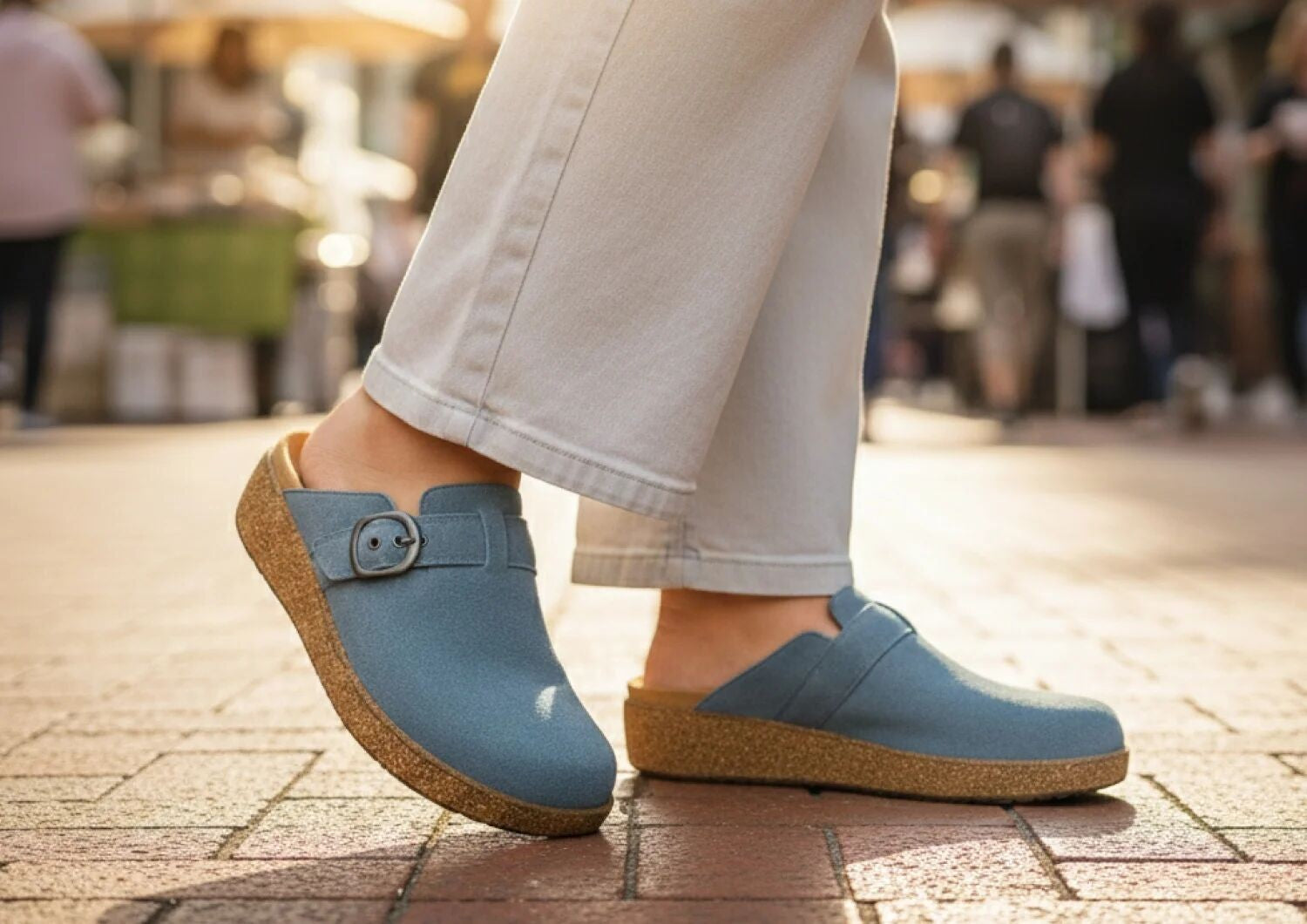 Orthofeet Casey Cushioned Support Women's Casual Clog - Powder Blue - Lifestyle View - 8