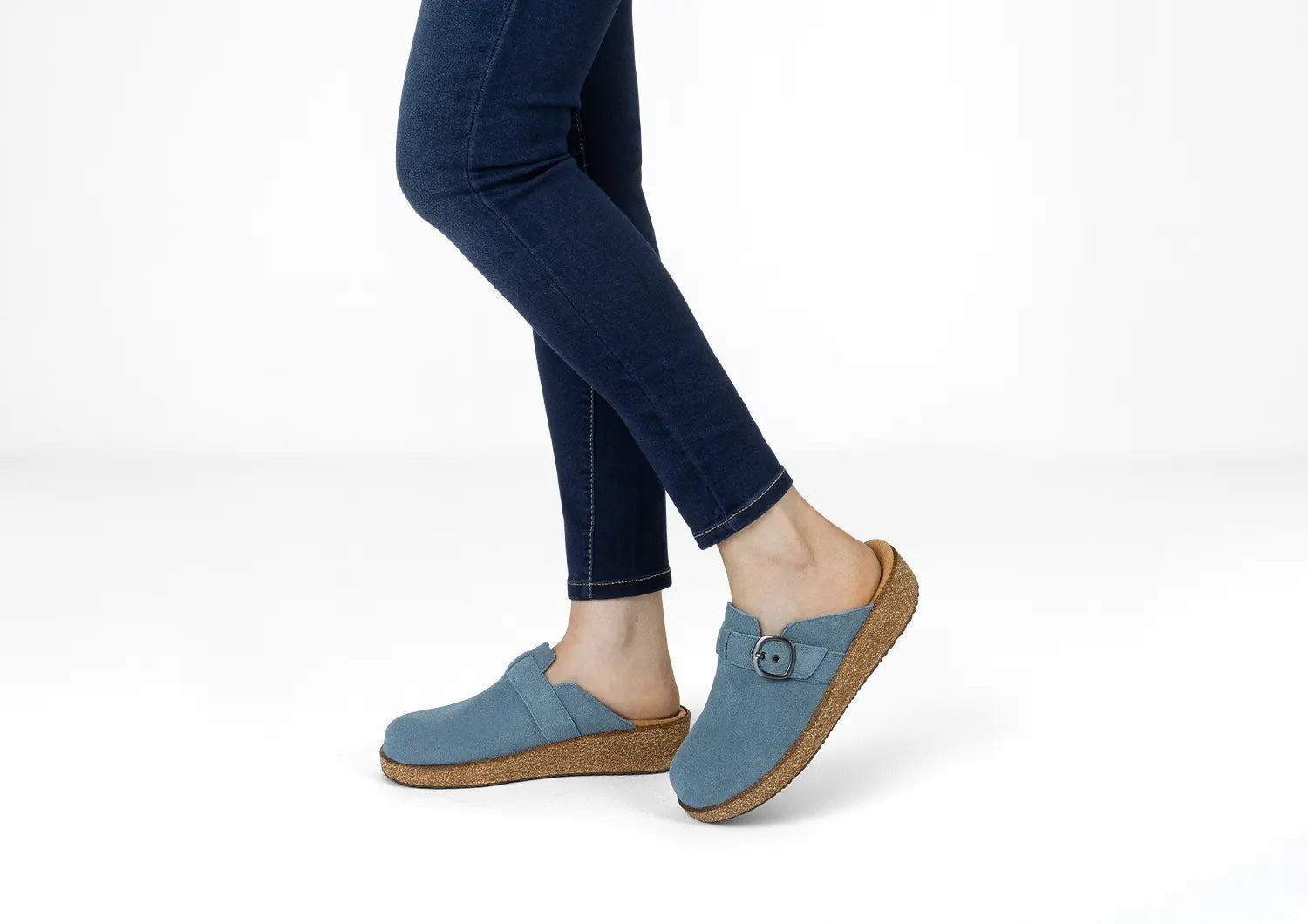 Orthofeet Casey Cushioned Support Women's Casual Clog - Powder Blue - Lifestyle View - 2