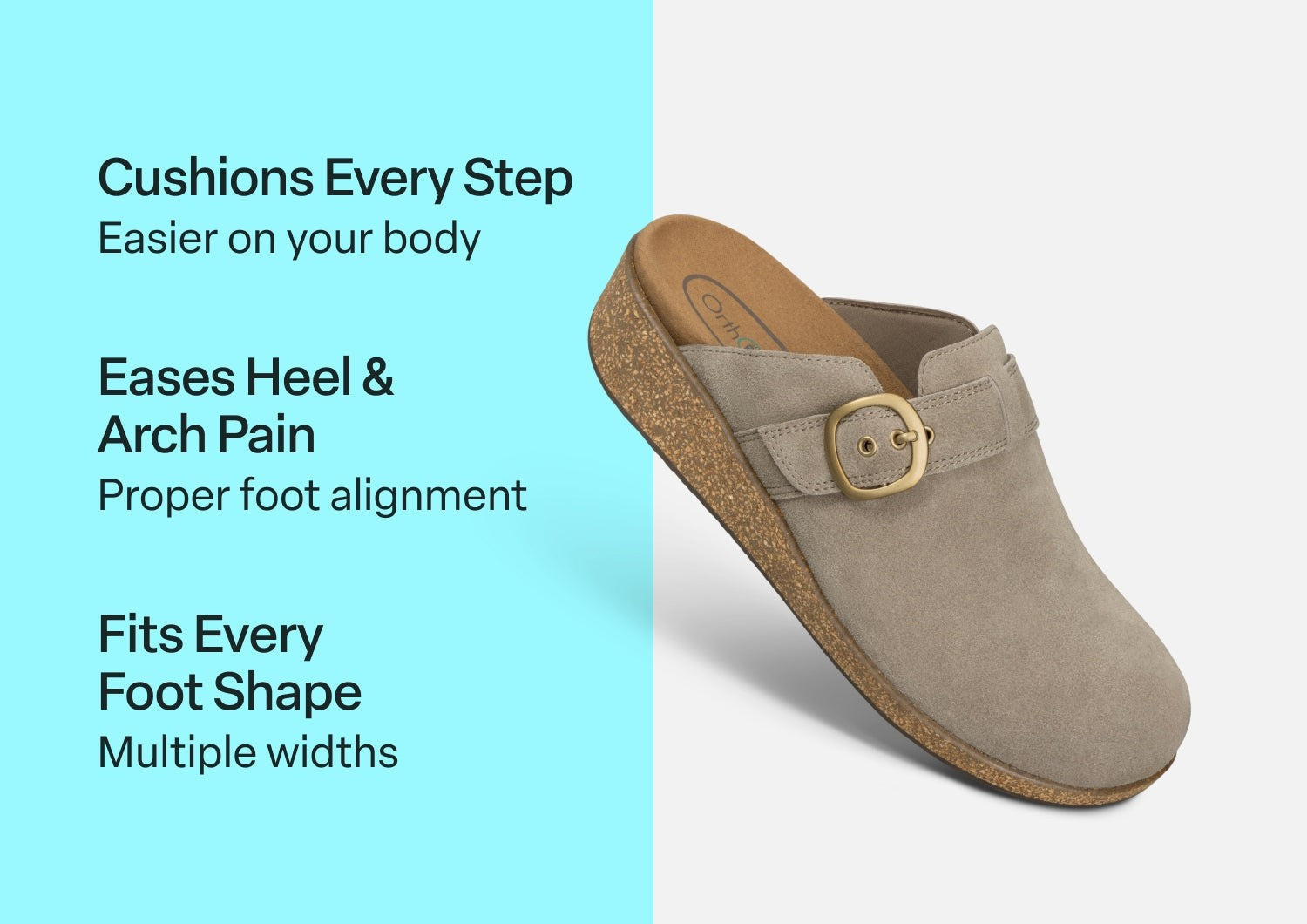 Orthofeet Casey Cushioned Support Women's Casual Clog - Taupe - Comfort Benefits - 3