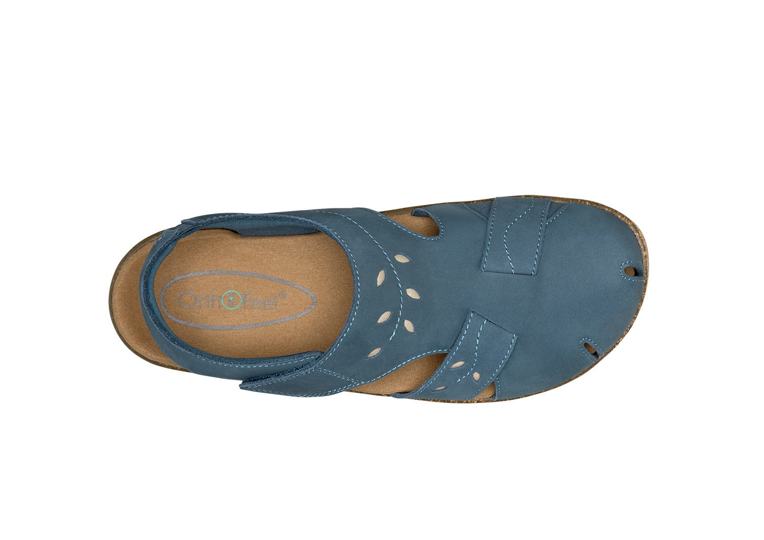Orthofeet Celeste Ortho-Cushion Women's Sandals - Steel Blue - Bird's Eye View - 6