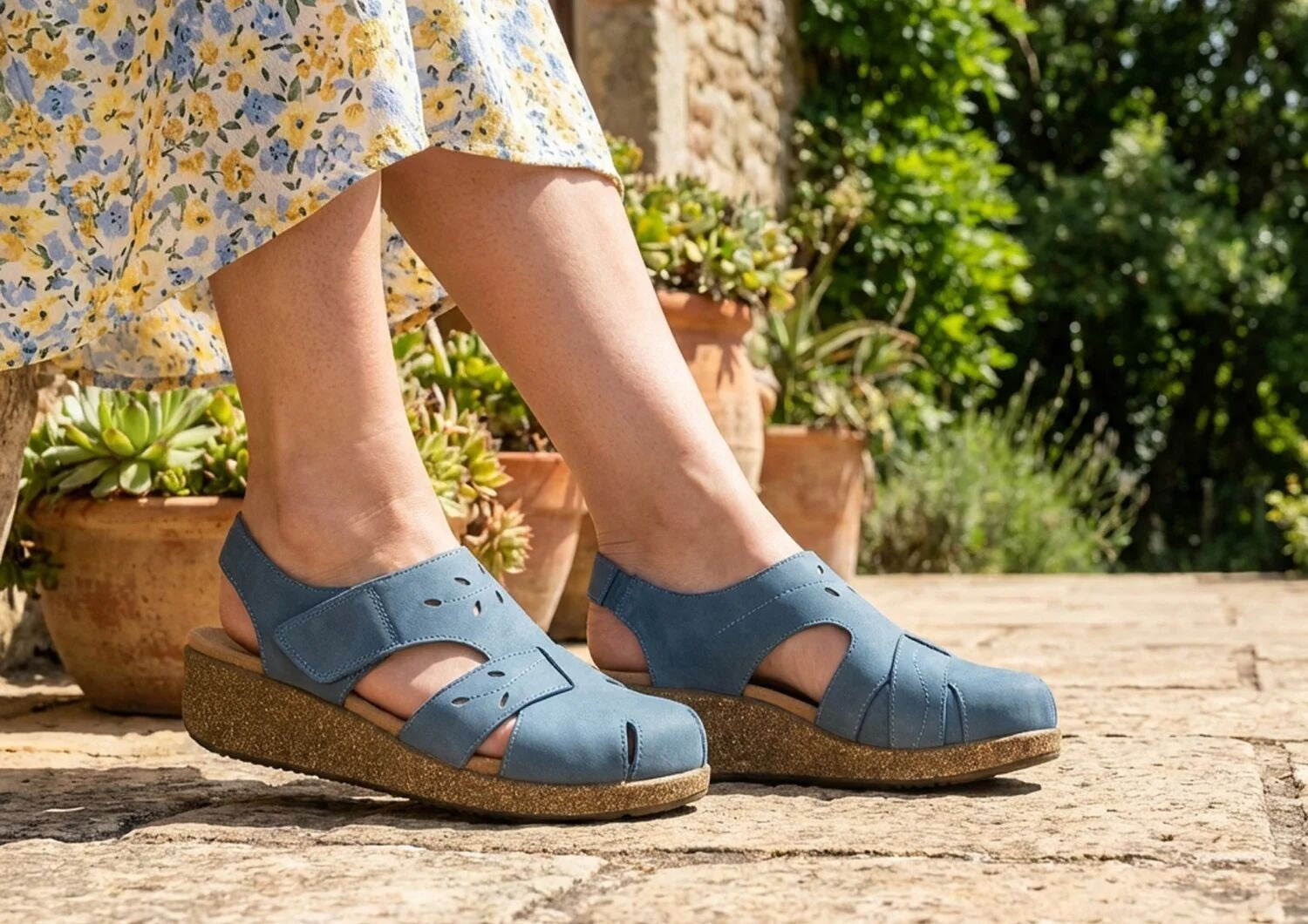 Orthofeet Celeste Ortho-Cushion Women's Sandals - Steel Blue - Lifestyle View - 8