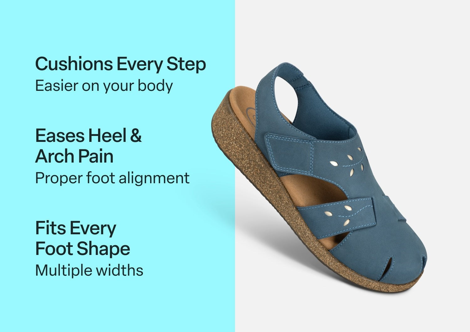 Orthofeet Celeste Ortho-Cushion Women's Sandals - Steel Blue - Comfort Benefits - 3
