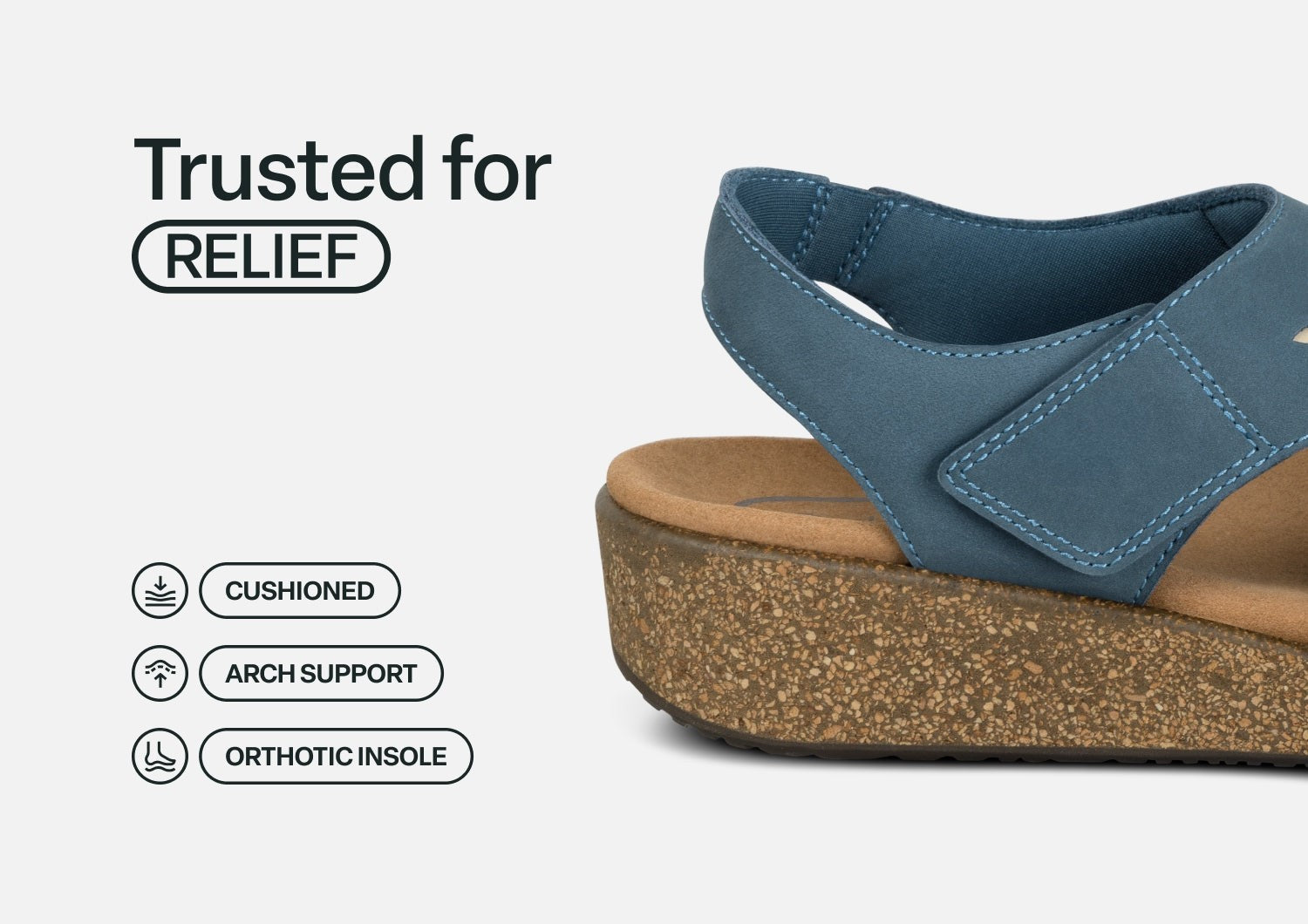 Orthofeet Celeste Ortho-Cushion Women's Sandals - Steel Blue - Feature Detail - 4