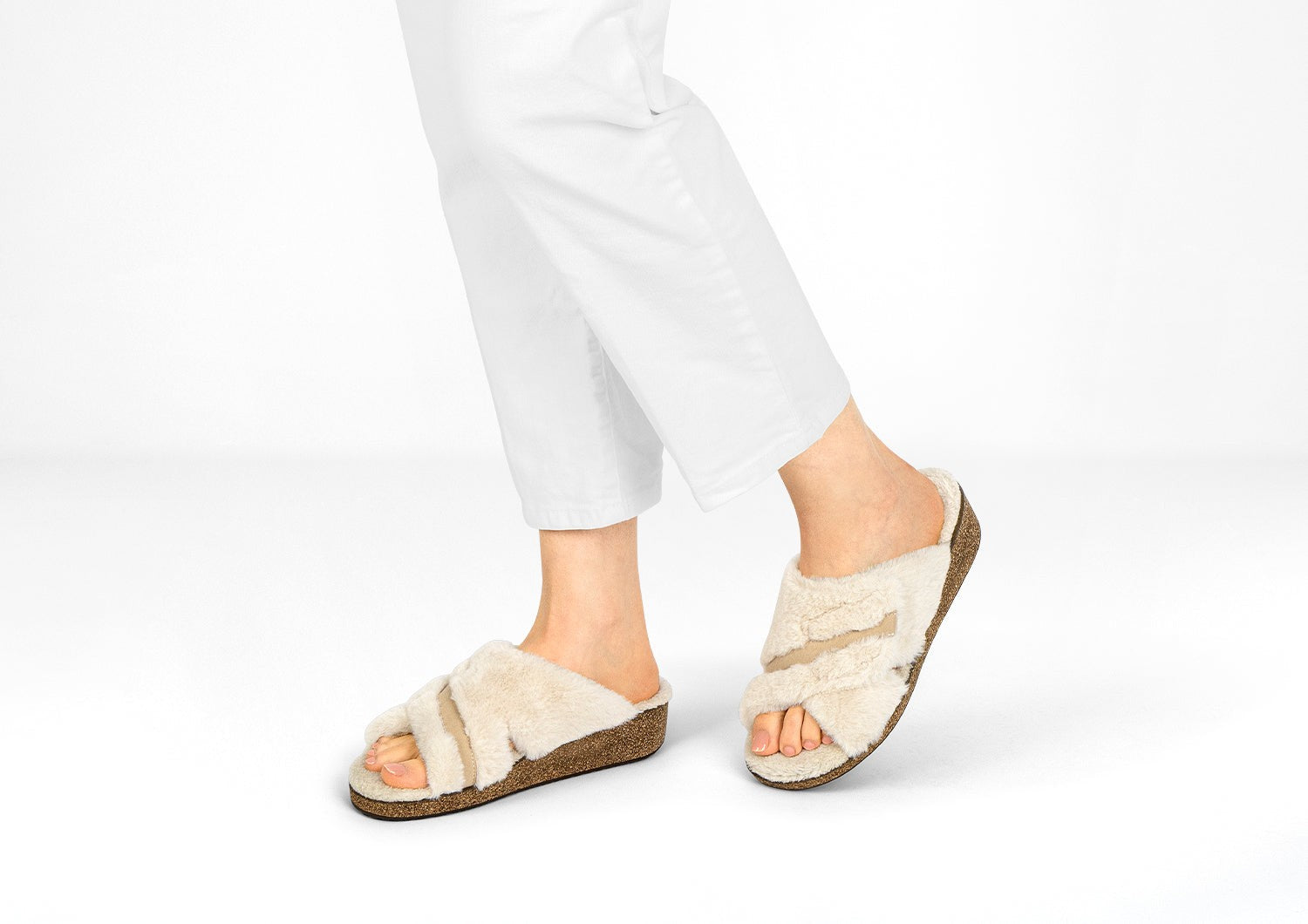 Orthofeet Celine Women's Slippers - Cream - Lifestyle View - 2