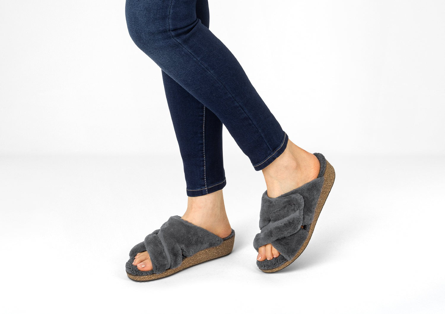 Orthofeet Celine Women's Slippers - Gray - Lifestyle View - 2