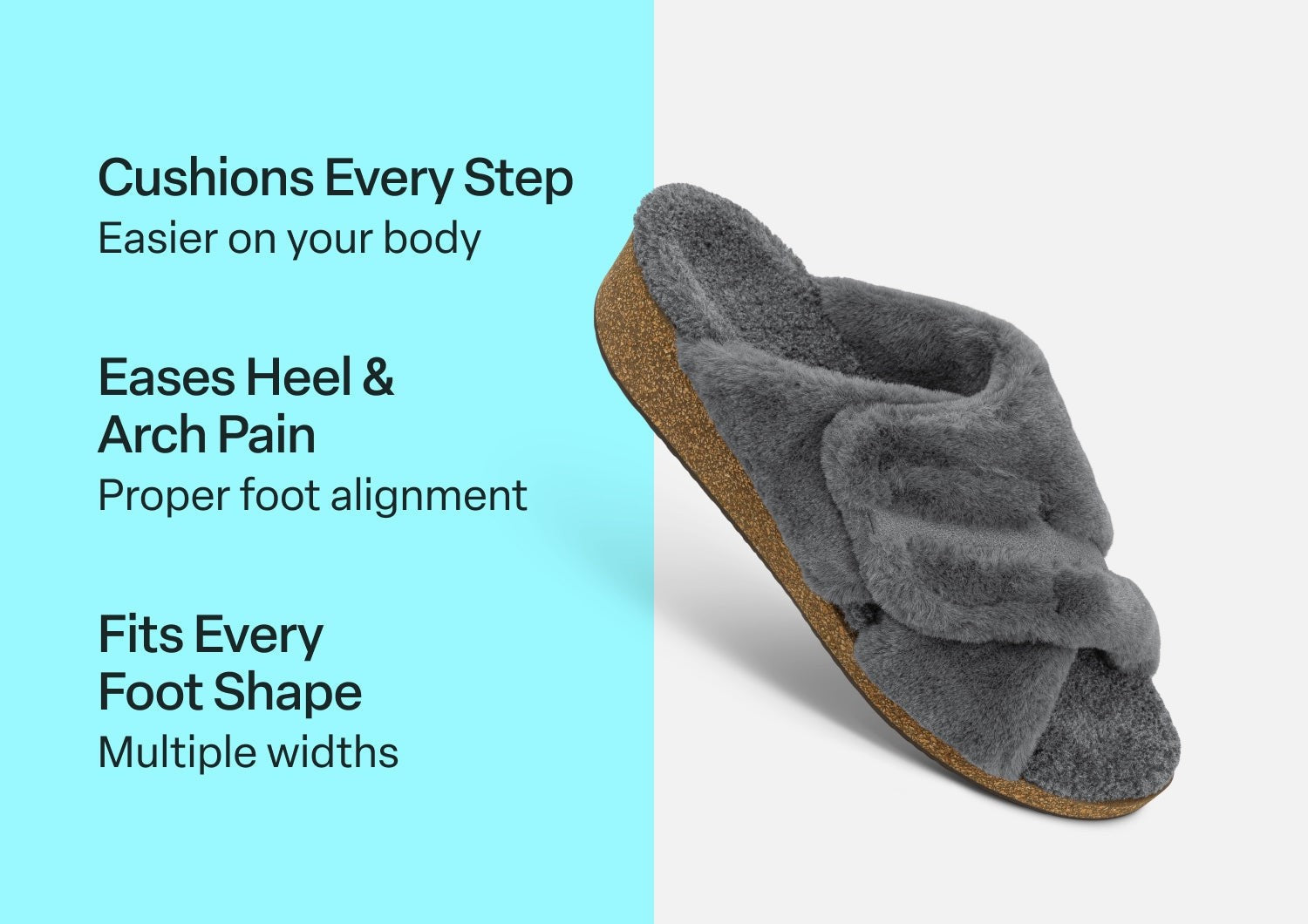 Orthofeet Celine Women's Slippers - Gray - Comfort Benefits - 3