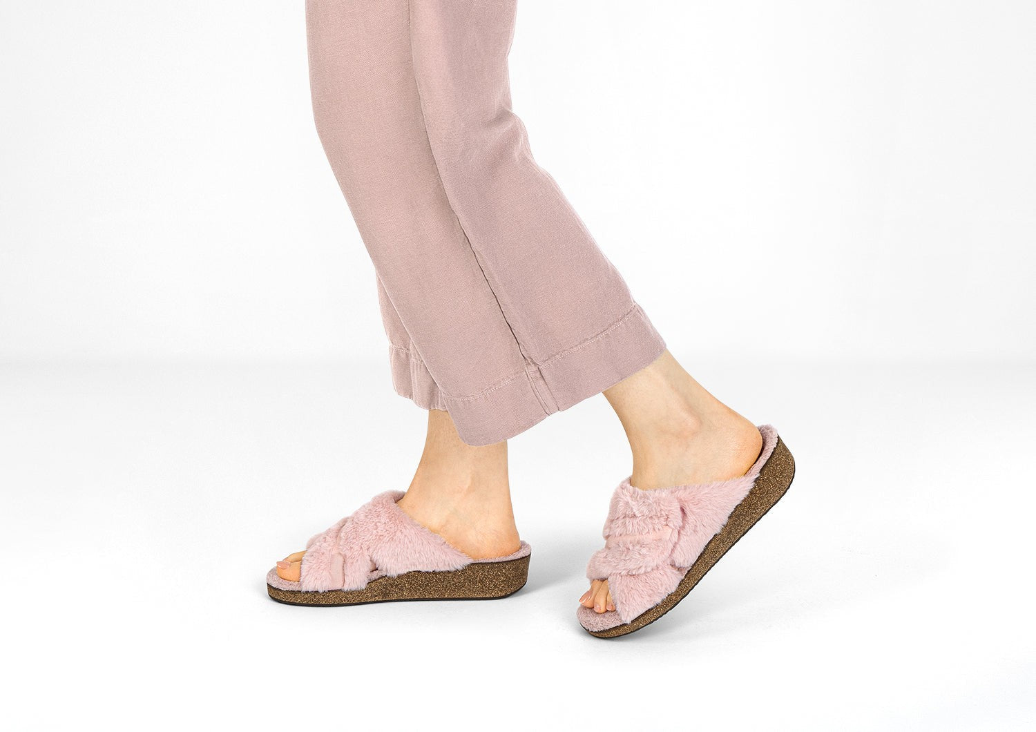 Orthofeet Celine Women's Slippers - Pink Petal - Lifestyle View - 2