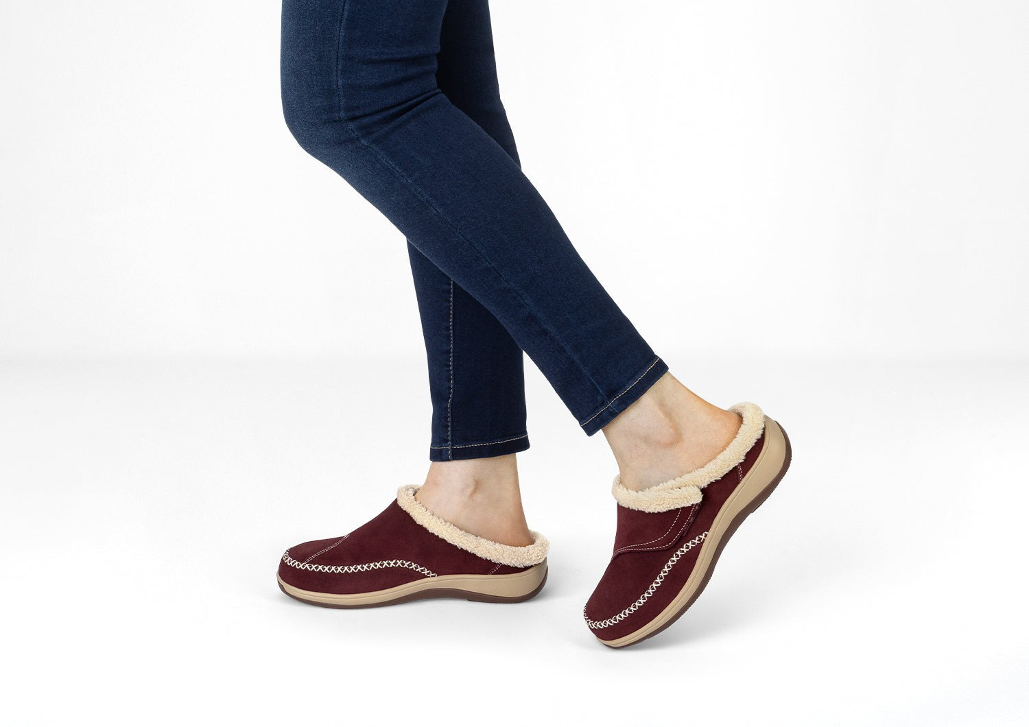 Orthofeet Charlotte Orthotic Comfort Women's Slippers - Bordeaux - Lifestyle View - 2
