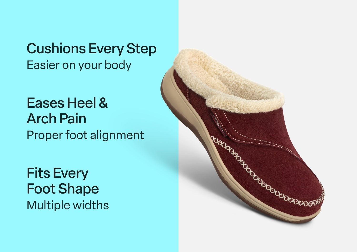Orthofeet Charlotte Orthotic Comfort Women's Slippers - Bordeaux - Comfort Benefits - 3