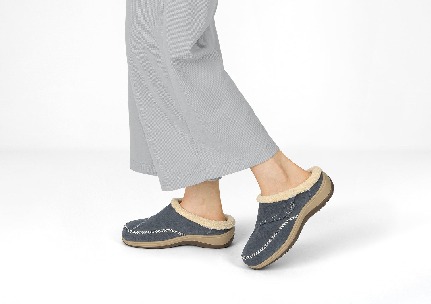 Orthofeet Charlotte Orthotic Comfort Women's Slippers - Gray - Lifestyle View - 2