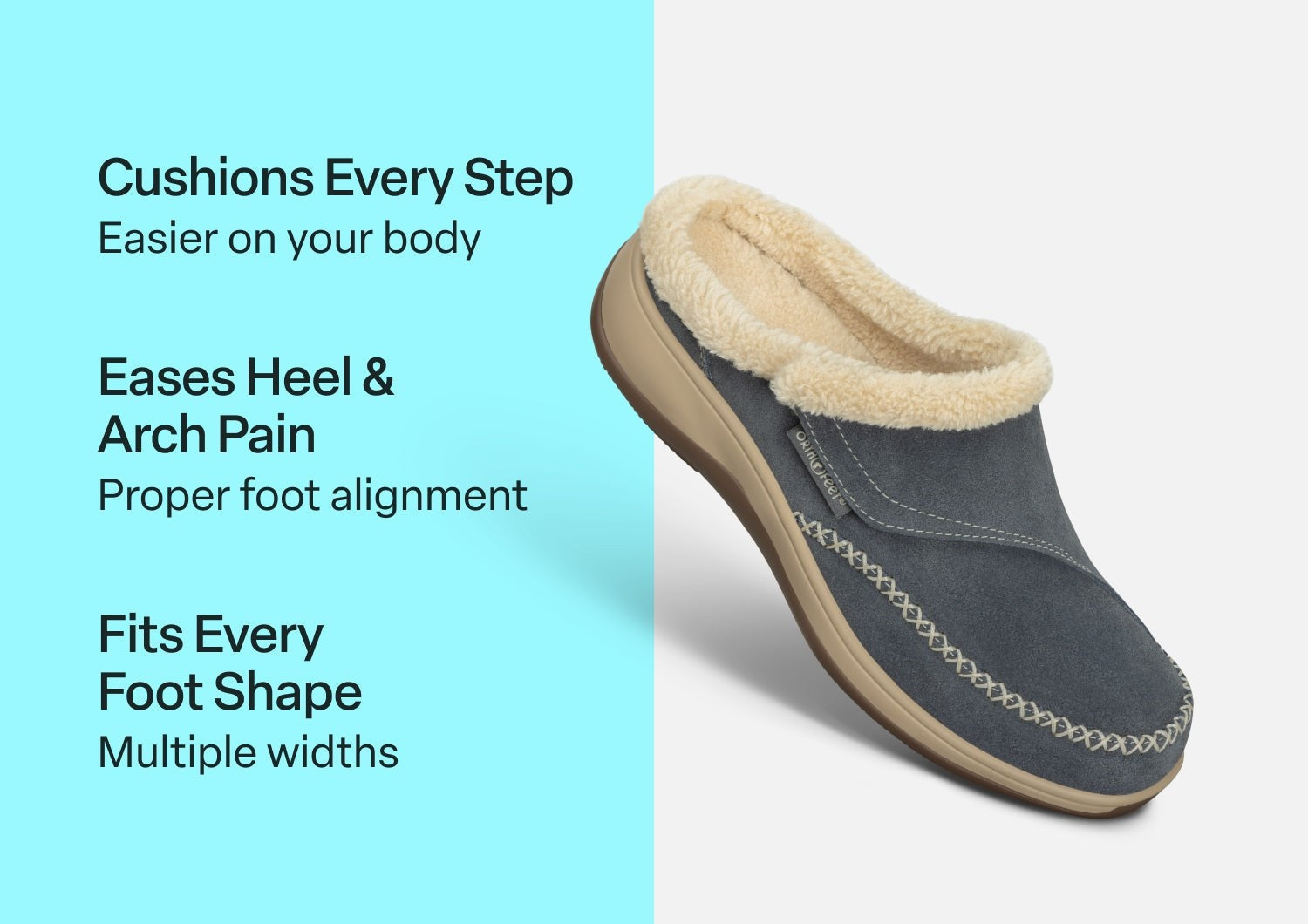 Orthofeet Charlotte Orthotic Comfort Women's Slippers - Gray - Comfort Benefits - 3