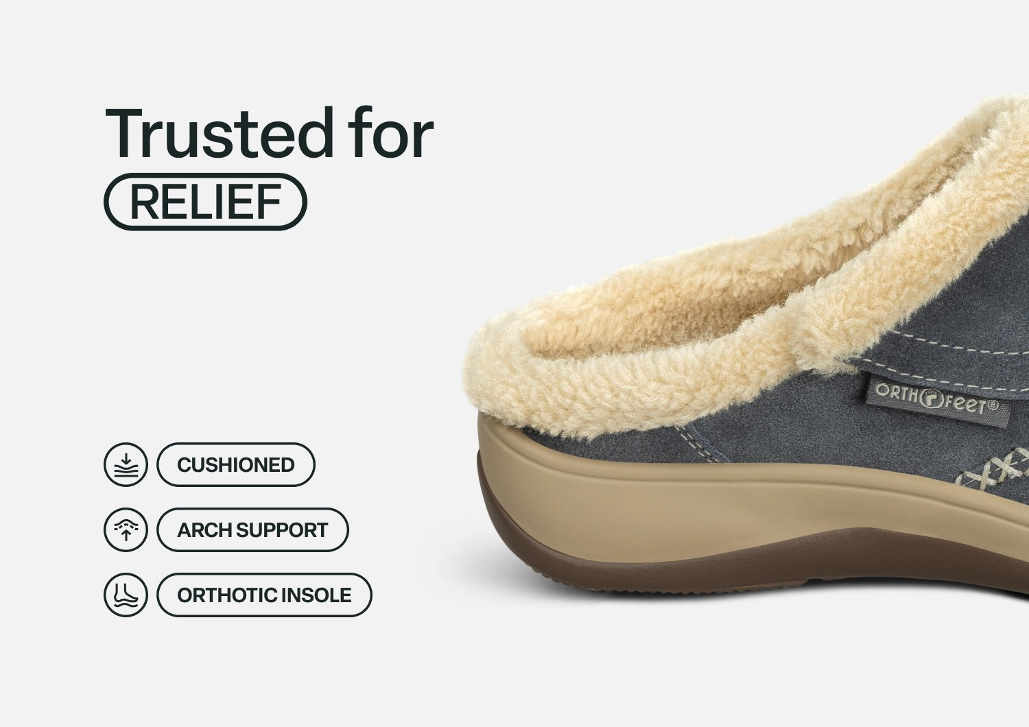Orthofeet Charlotte Orthotic Comfort Women's Slippers - Gray - Feature Detail - 4