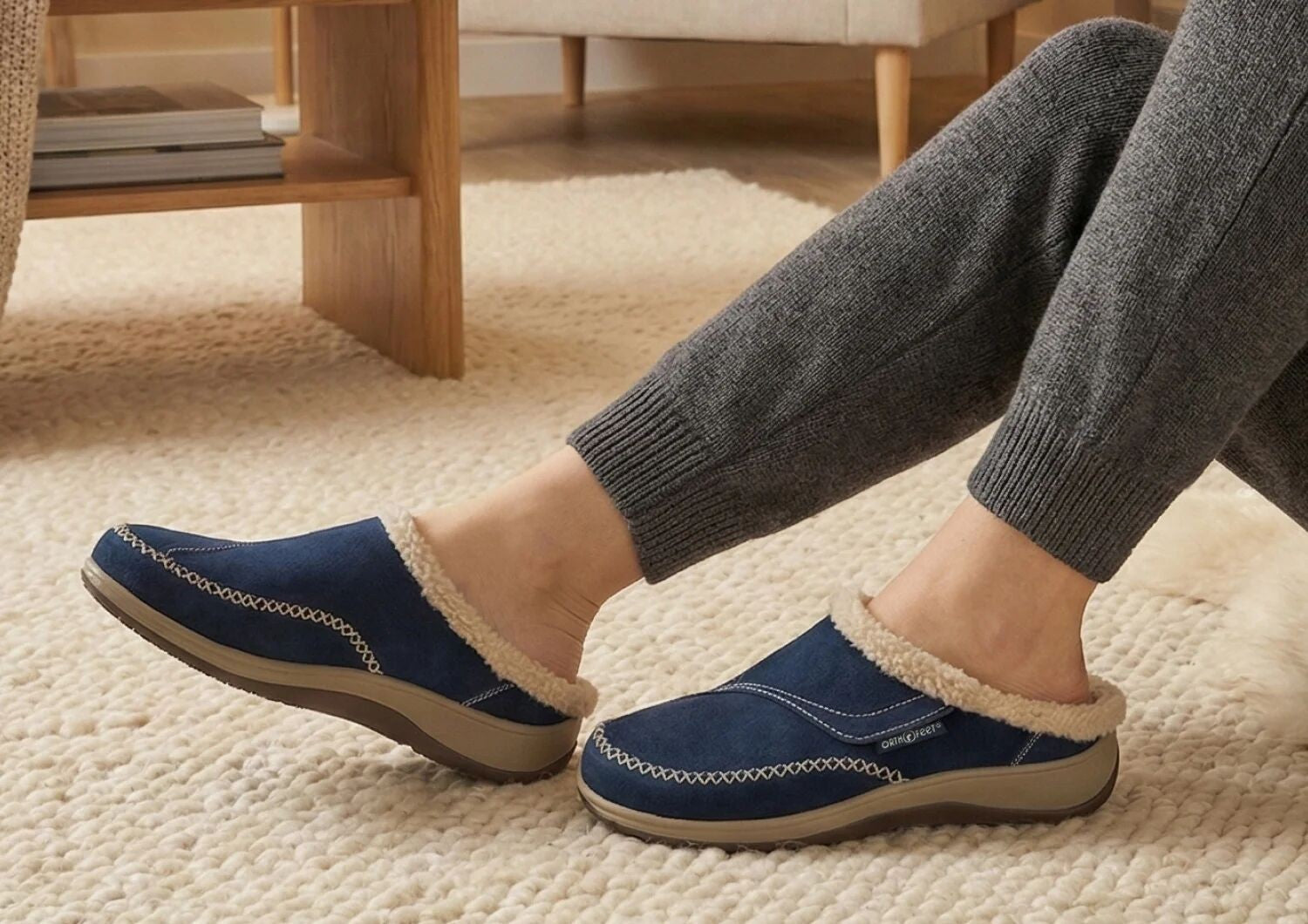 Orthofeet Charlotte Orthotic Comfort Women's Slippers - Sapphire - Lifestyle View - 8