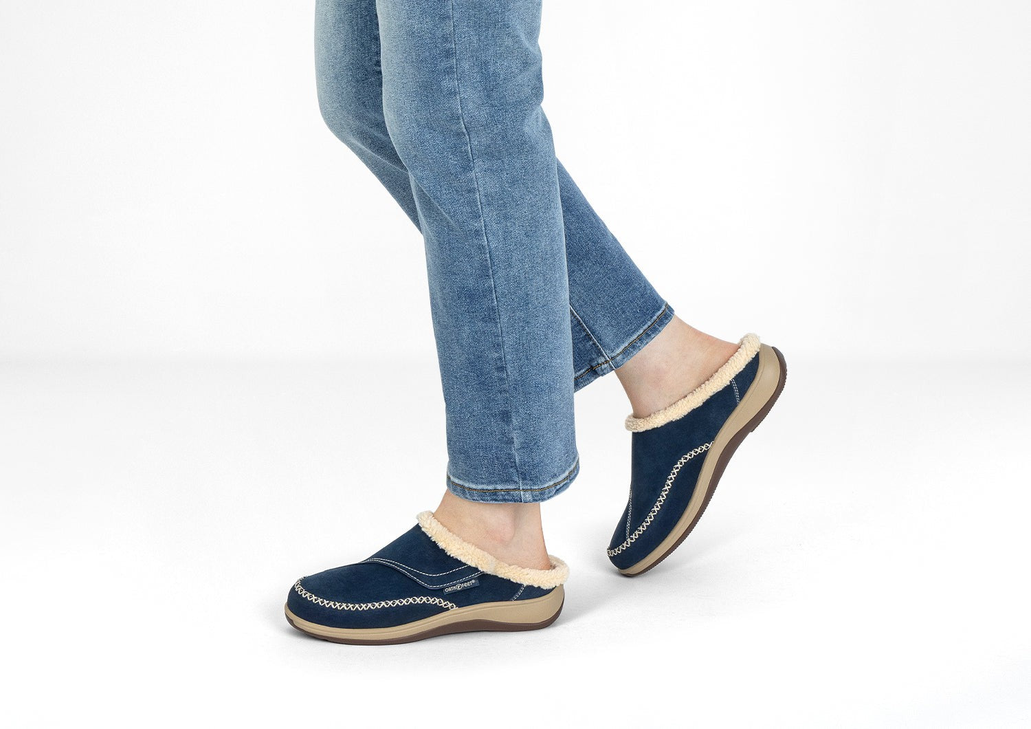 Orthofeet Charlotte Orthotic Comfort Women's Slippers - Sapphire - Lifestyle View - 2